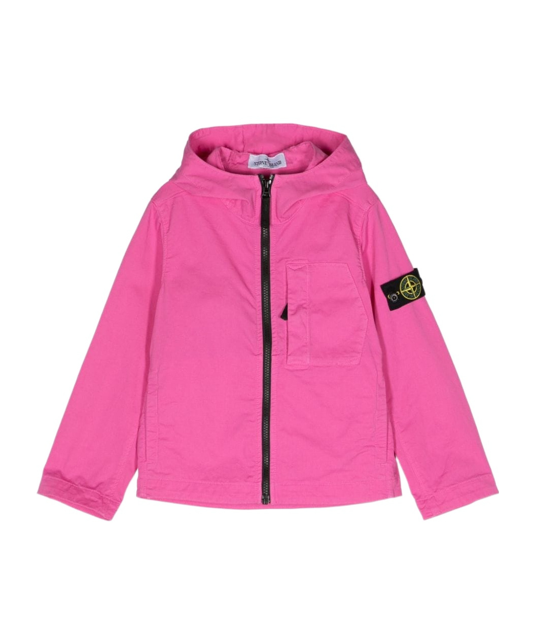 Stone Island Zip-up Hooded Twill Jacket In Pink