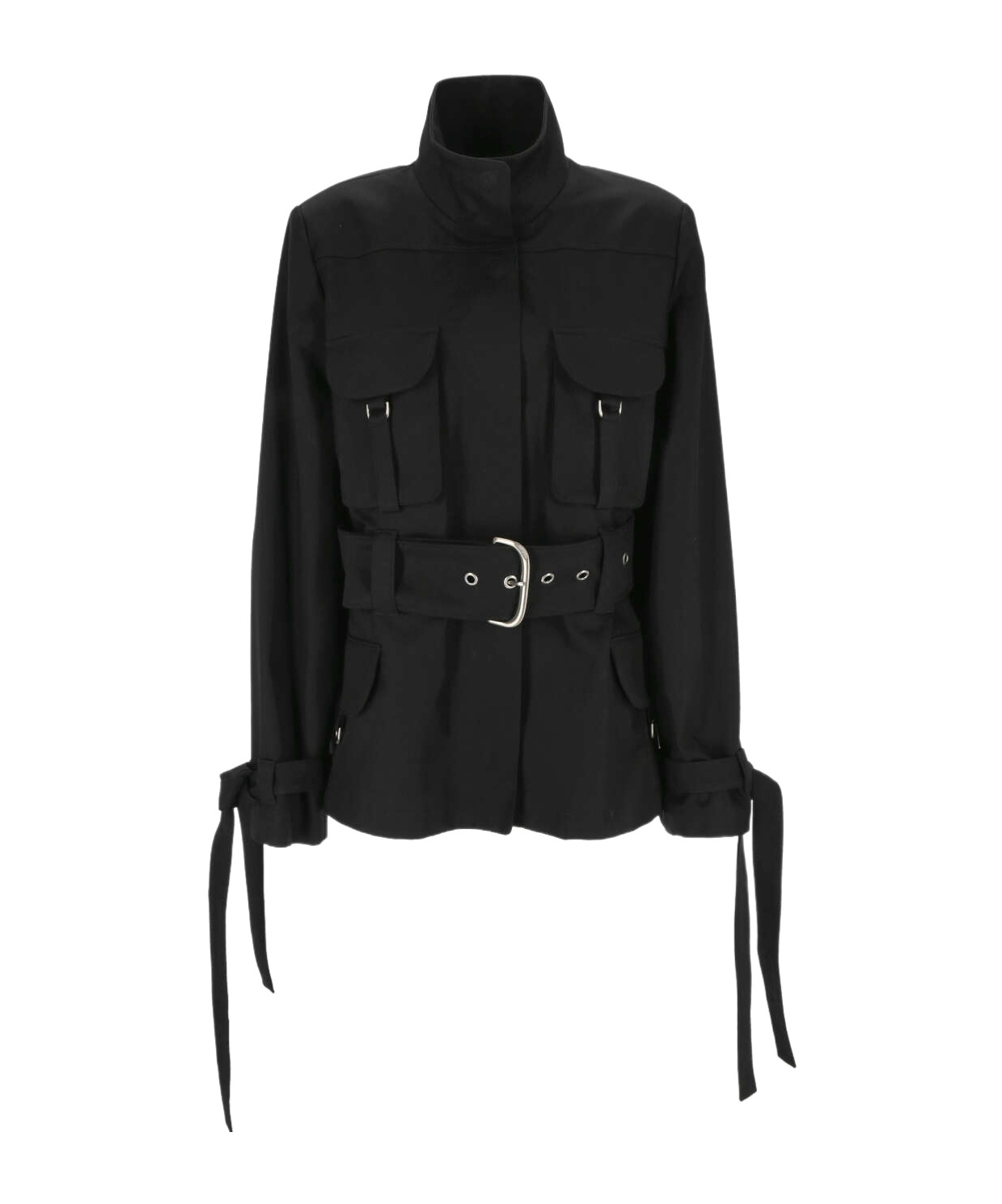 Off-white Belted Cotton-twill Jacket In Black