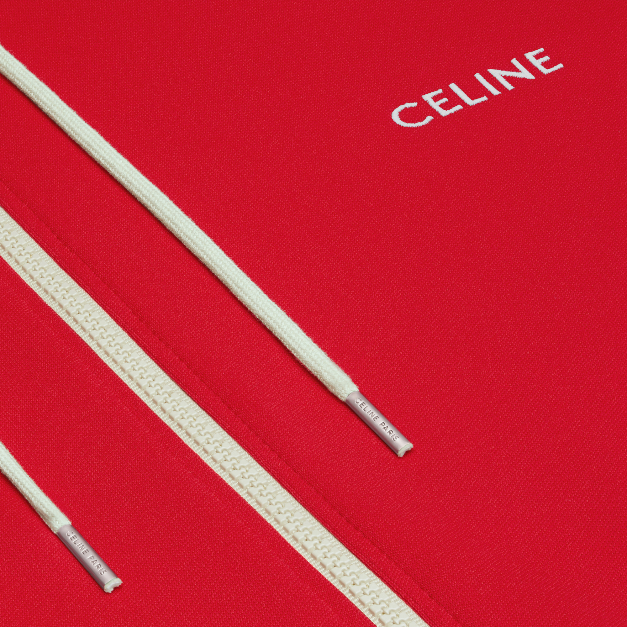 Celine Pull Rope Hooded Sweater In Red