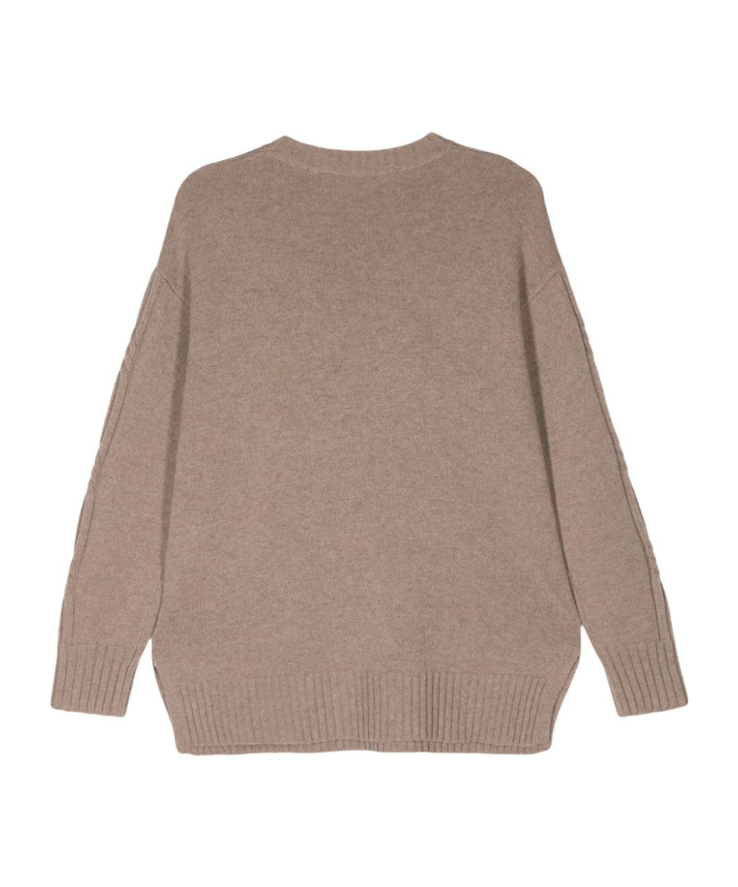 Max Mara Cable Knit Cashmere Crewneck Jumper In Nude