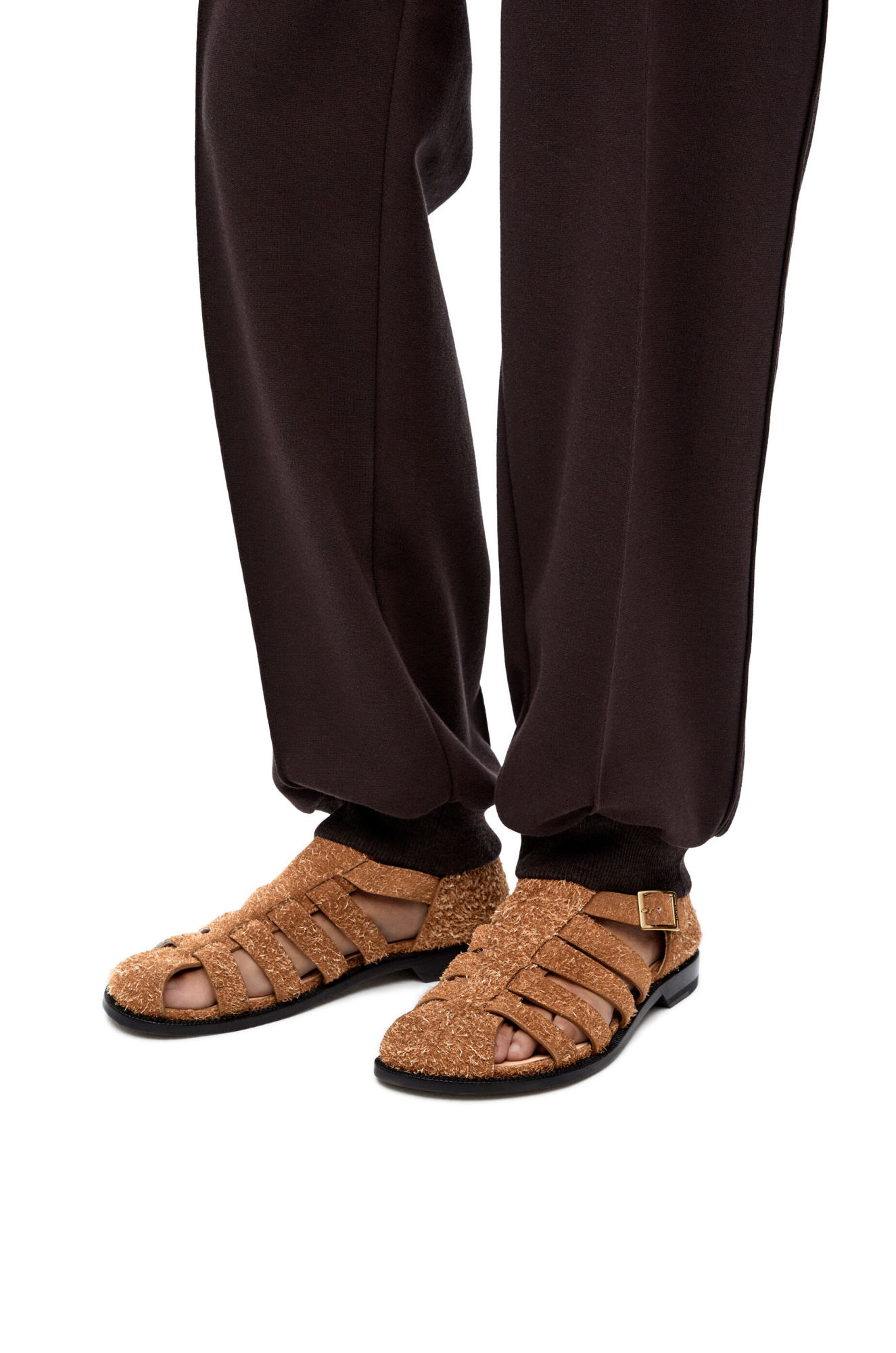 Loewe Campo Brushed Suede Fisherman Sandals In Brown