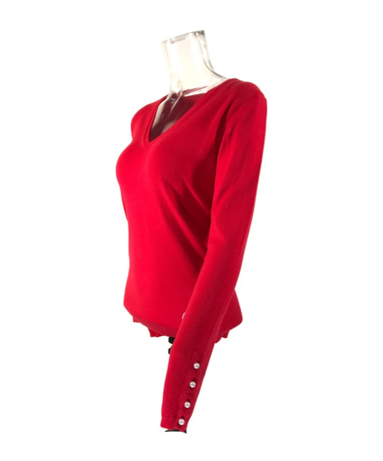 Armani Jeans V-neck Long-sleeved Sweater In Red