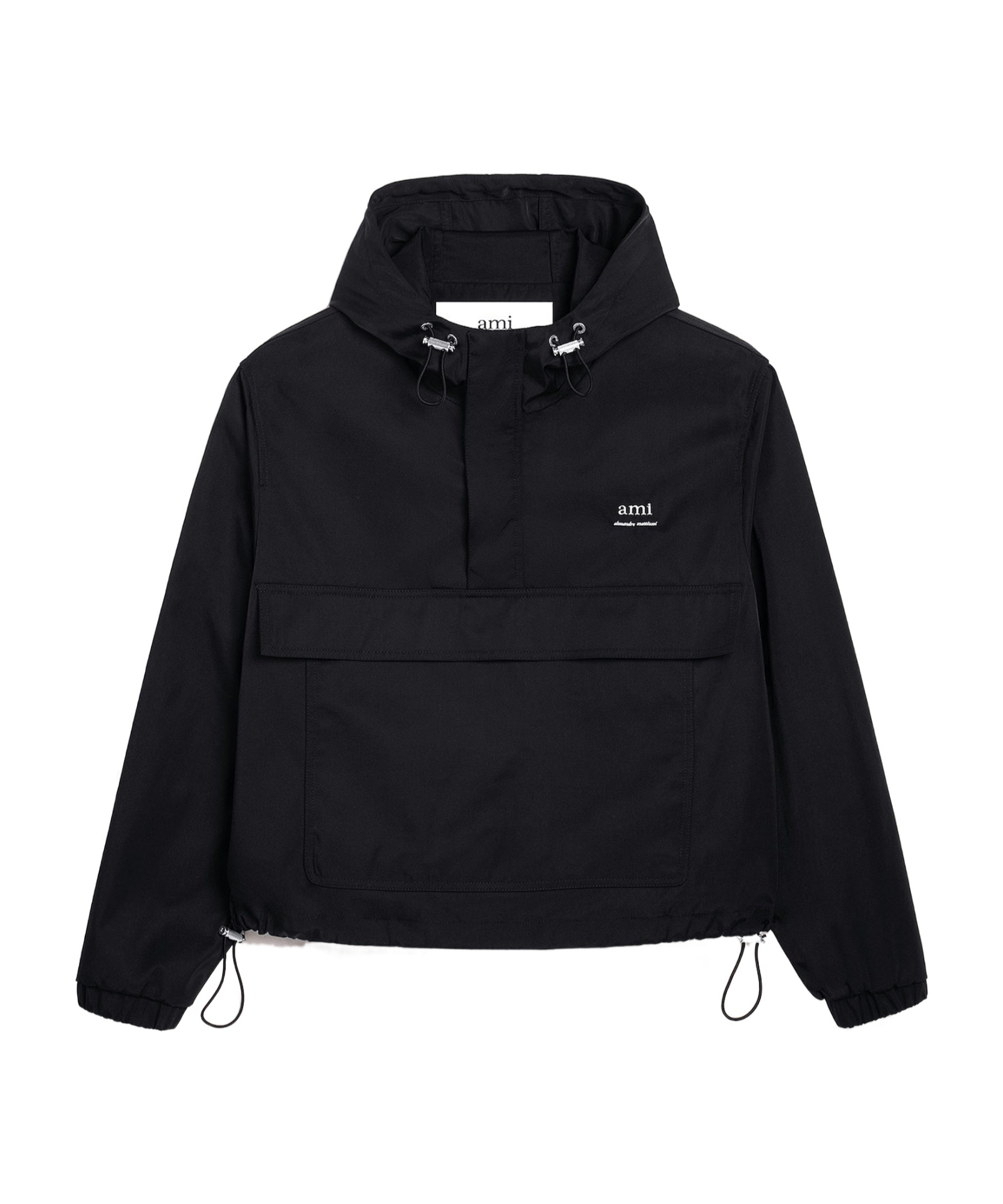 Ami Alexandre Mattiussi Ami Logo Lettering Hooded Jacket In Black