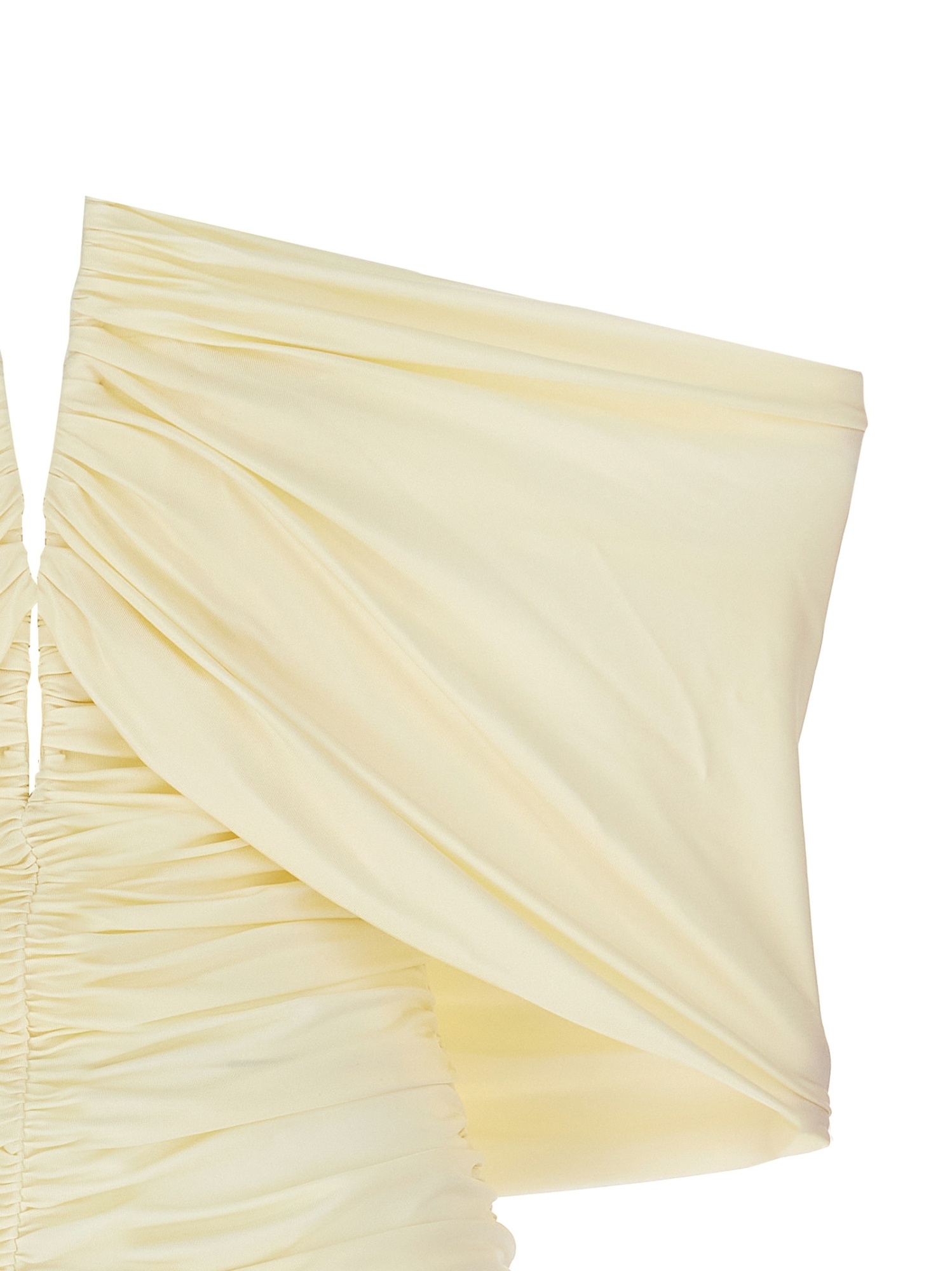 Magda Butrym Off-shoulder Ruched Minidress In Nude
