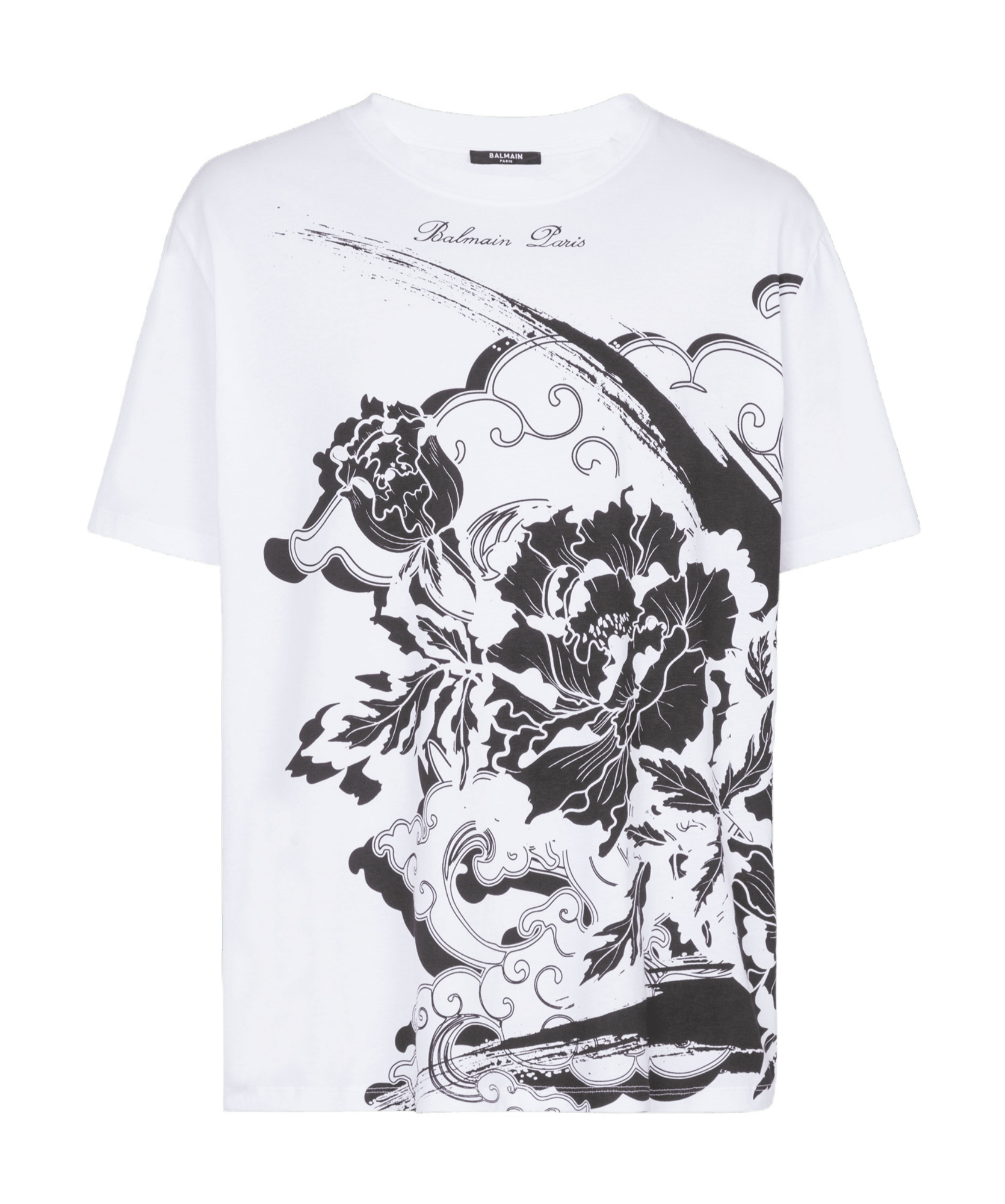 Balmain Flower-print Cotton T-shirt In White