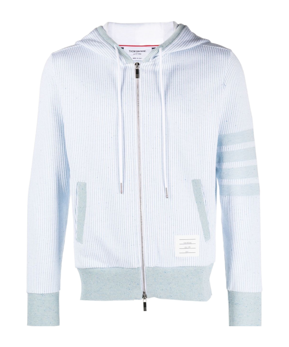 Thom Browne 4-bar Stripe Zip-up Hoodie In White