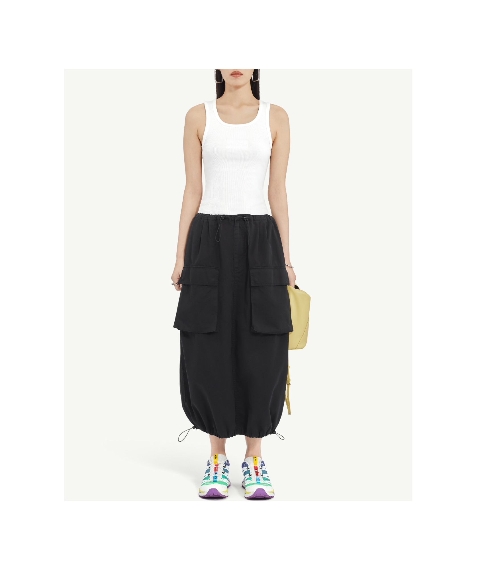 Shop Mm6 Maison Margiela Cotton Gabardine Midi Skirt In Black