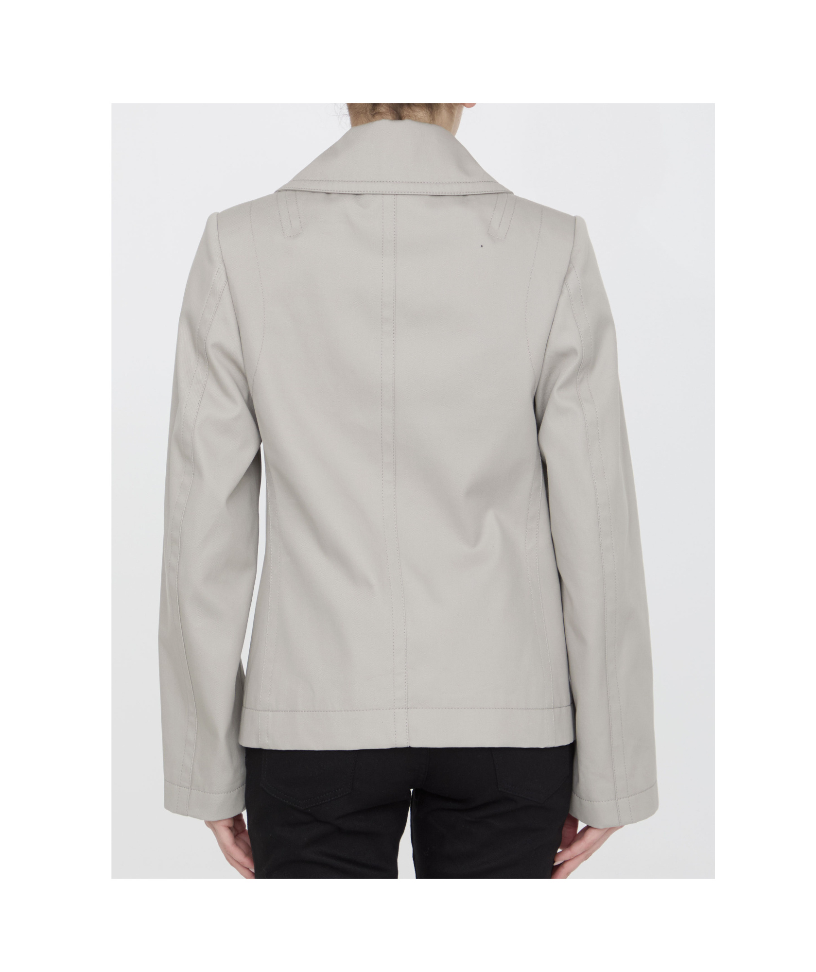 Bottega Veneta Peacoat Double-breasted Wide Collar Jacket In Gray