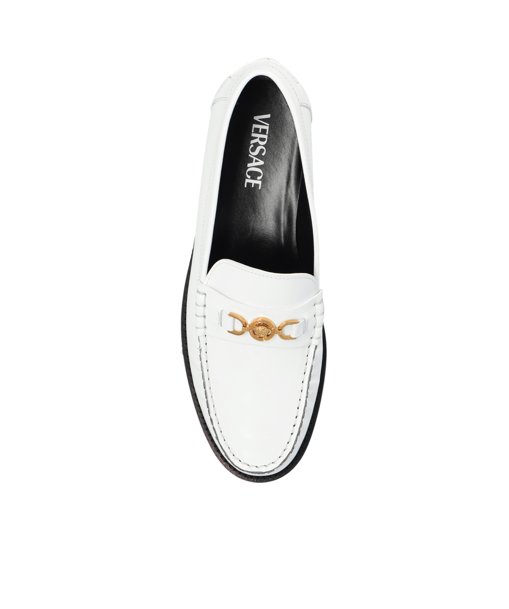 Versace Logo-plaque Slip-on Loafers In White