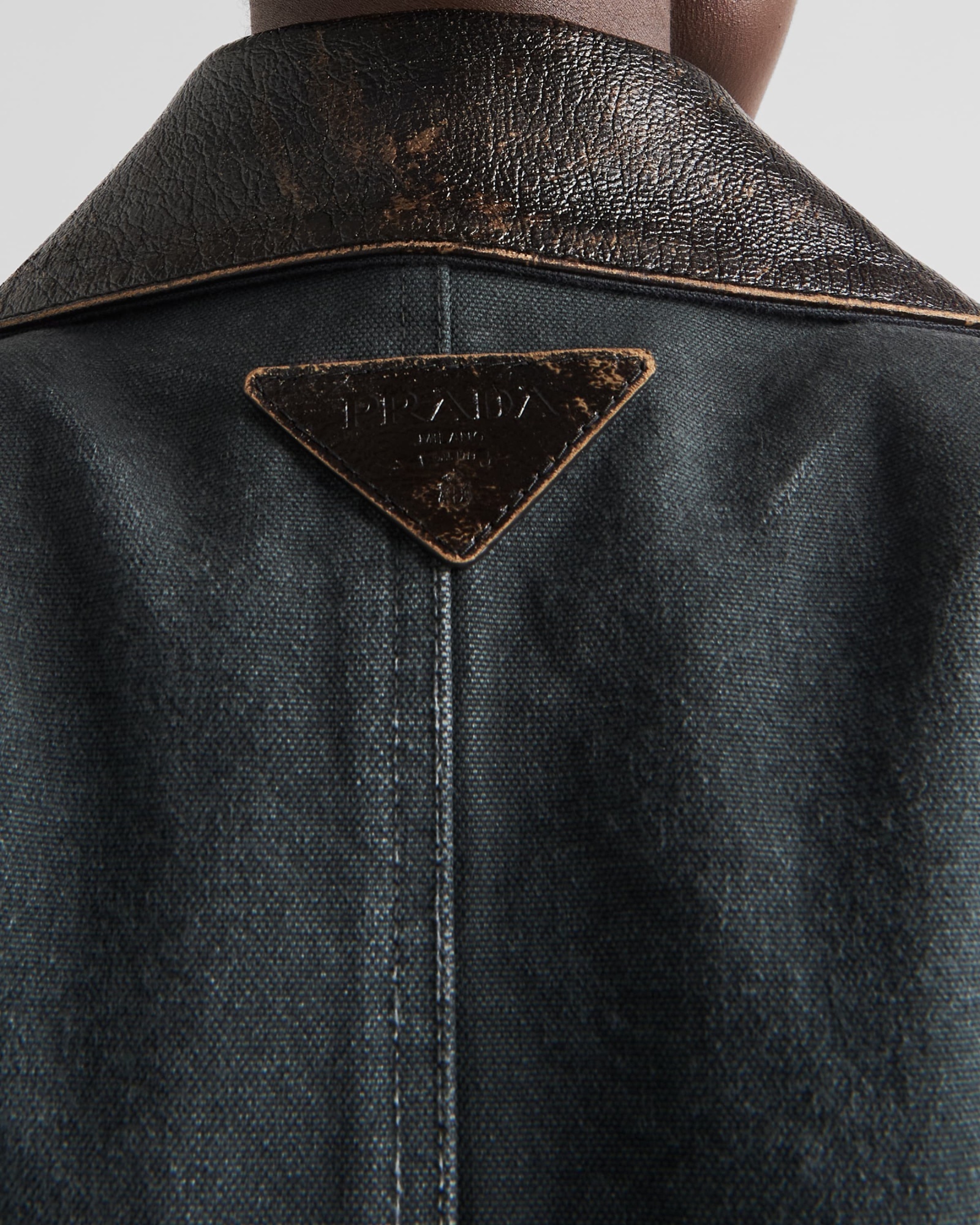 Prada Triangle-logo Canvas Jacket In Gray