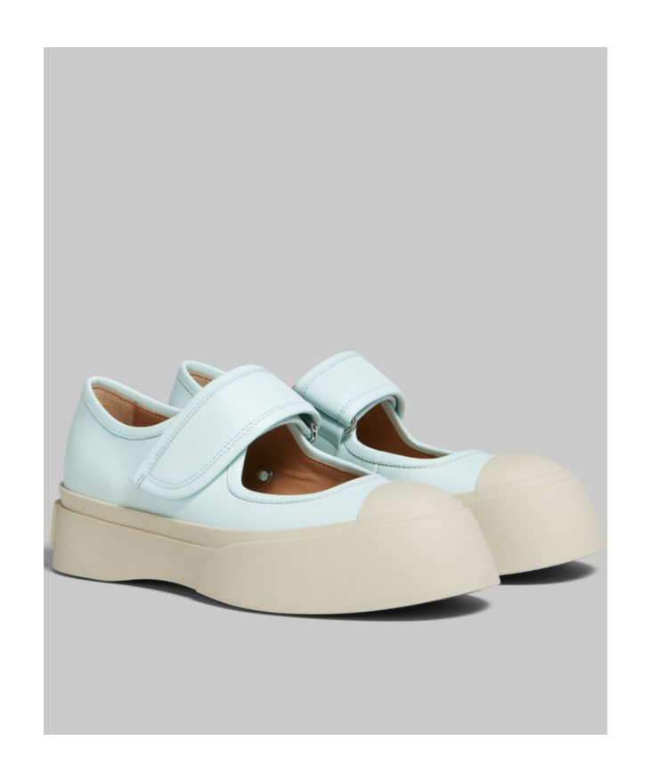 Marni Blue Pablo Mary Jane Ballerina Flats In White