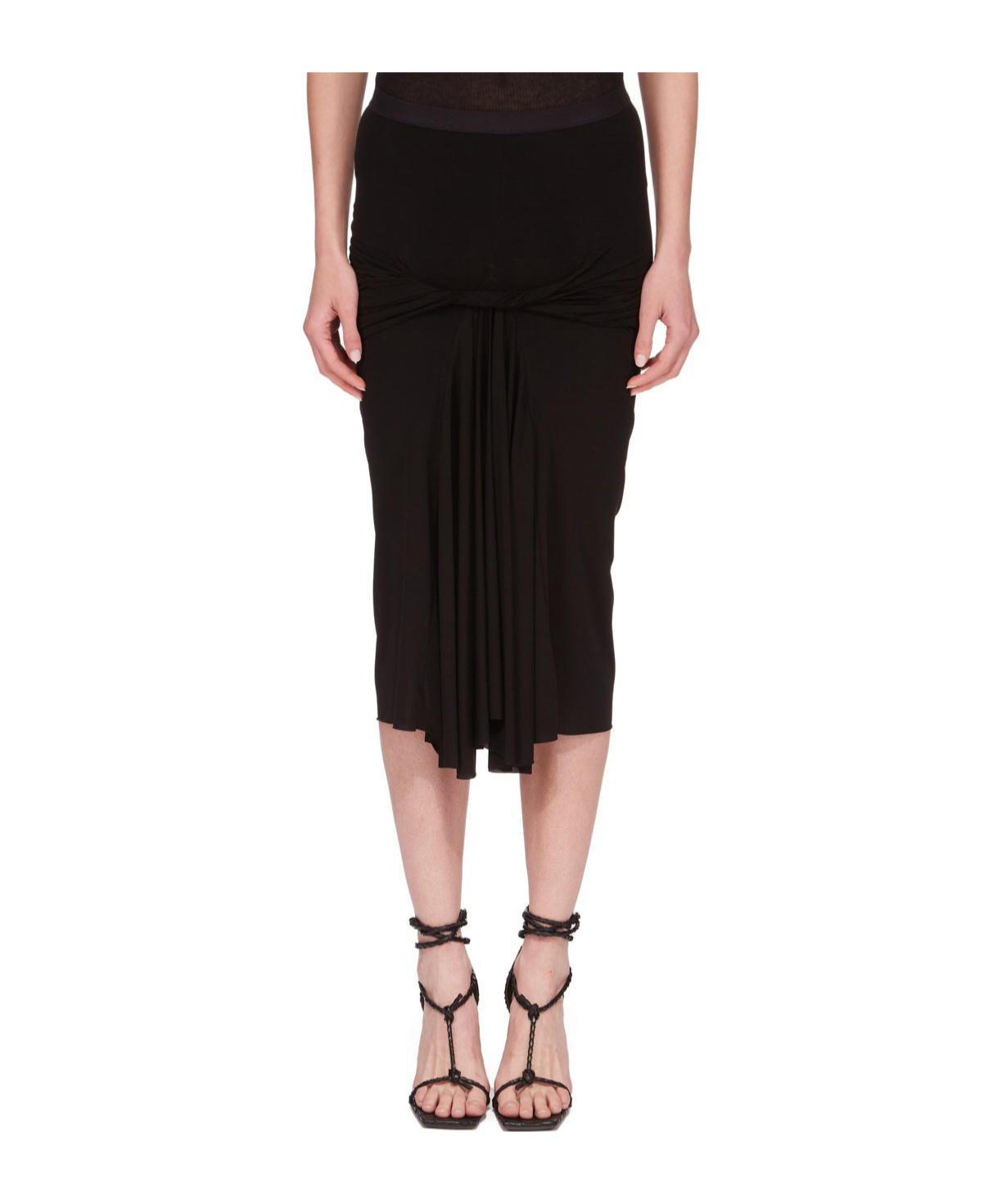 Rick Owens Twist-detailing Midi Skirt In Black