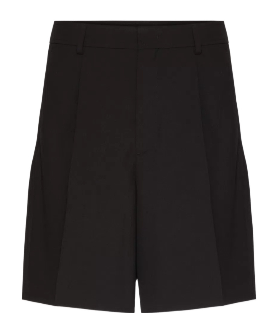 Valentino Pressed Crease Wool Tailored Shorts In Black