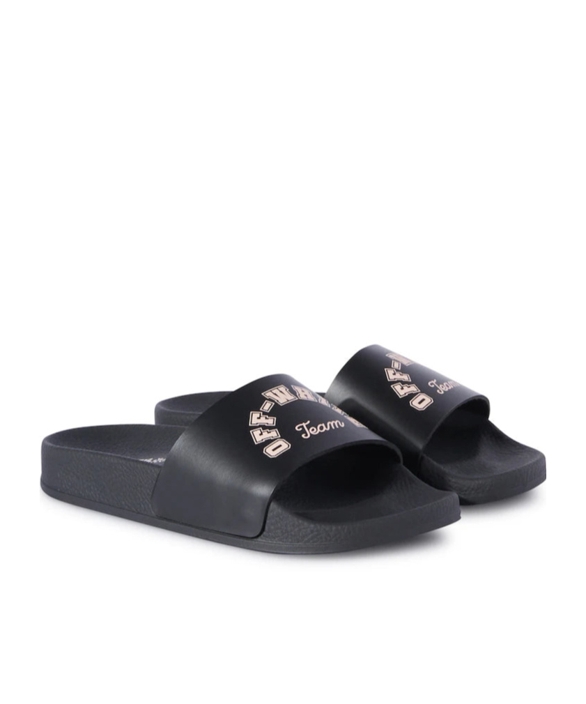 Off-white Logo-print Pool Slides In Black