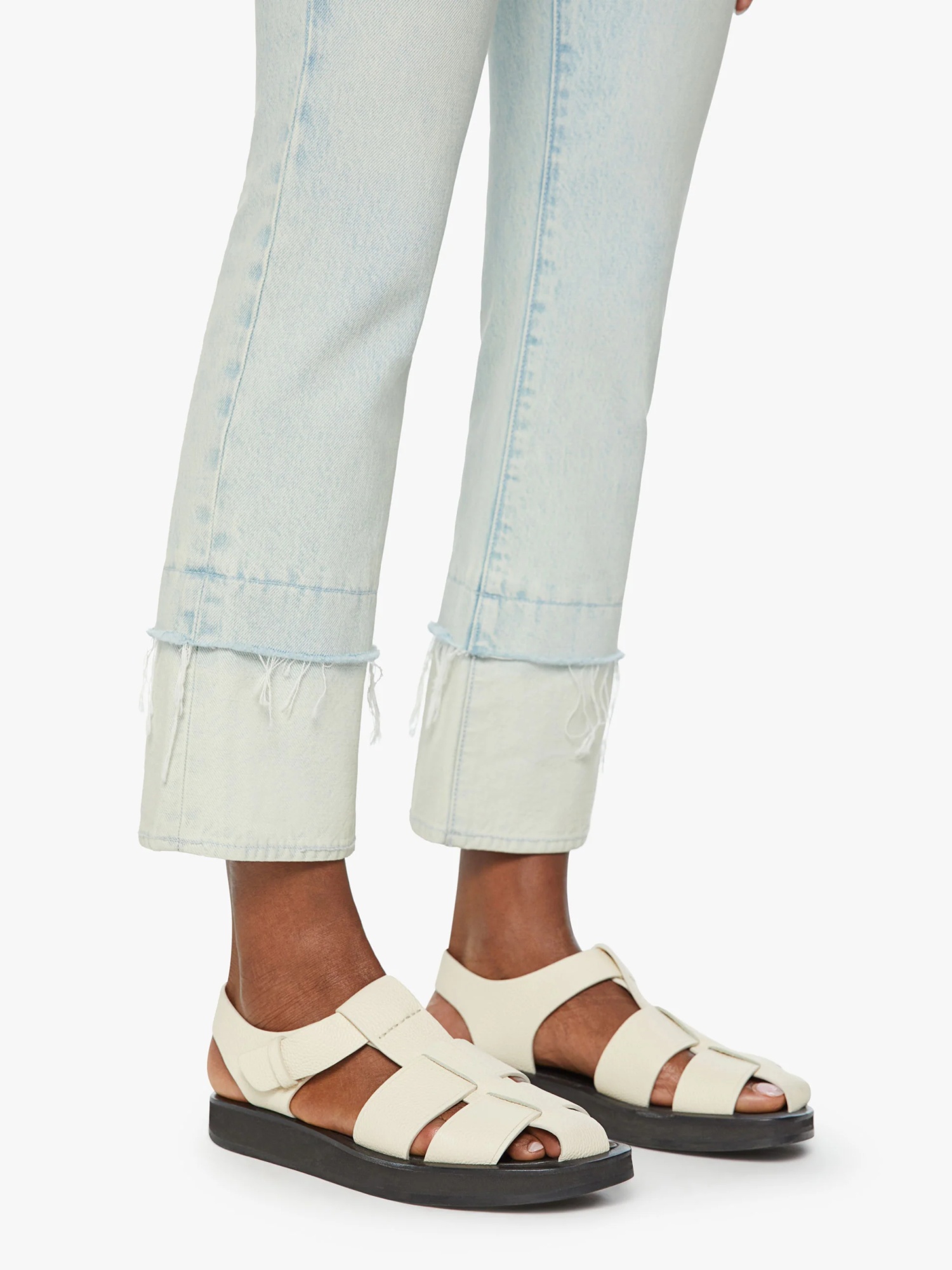 Mother Middle Waist Denim Trousers In White