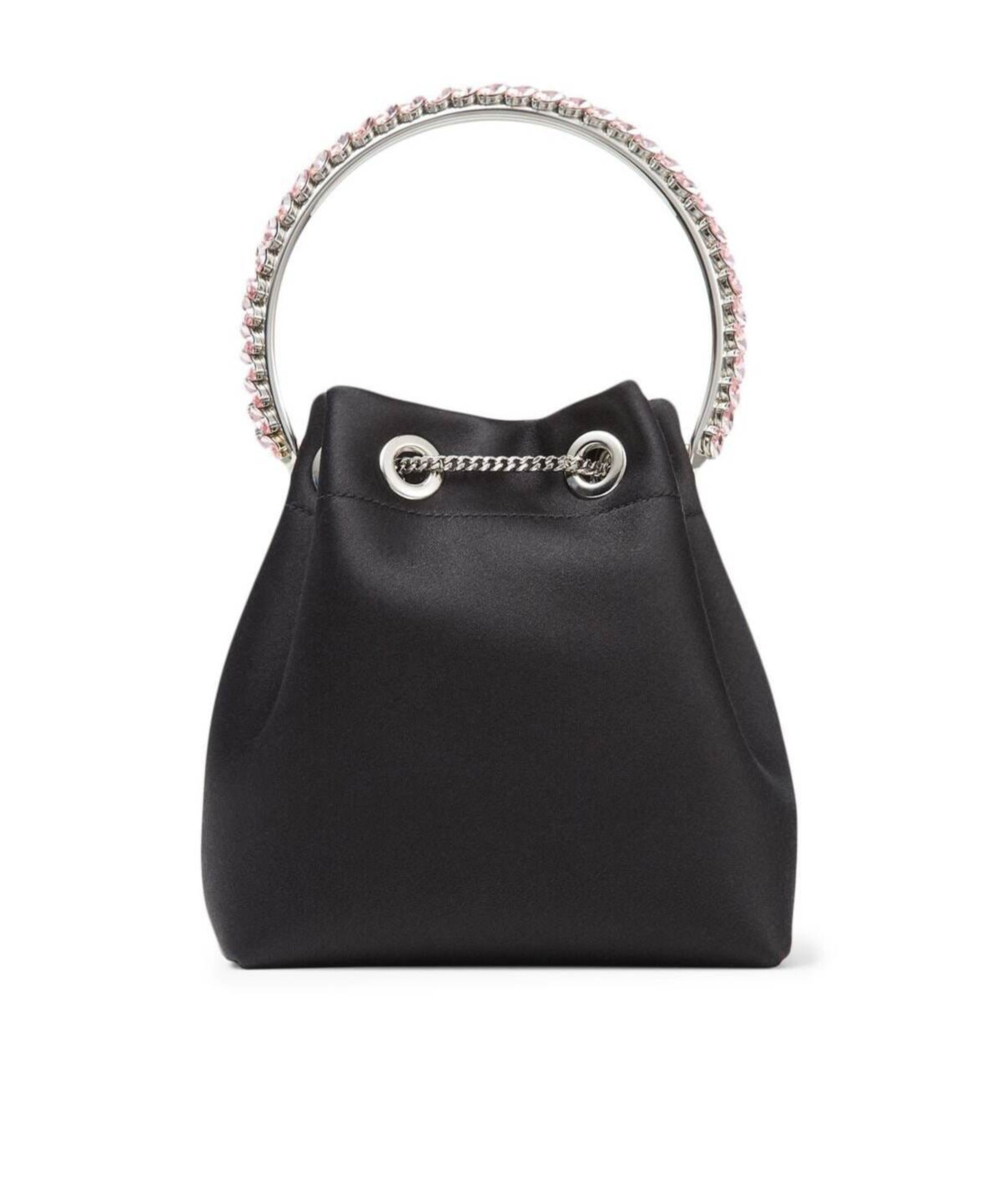 Shop Jimmy Choo Crystal Decorated Bucket Shoulder Bag In Black
