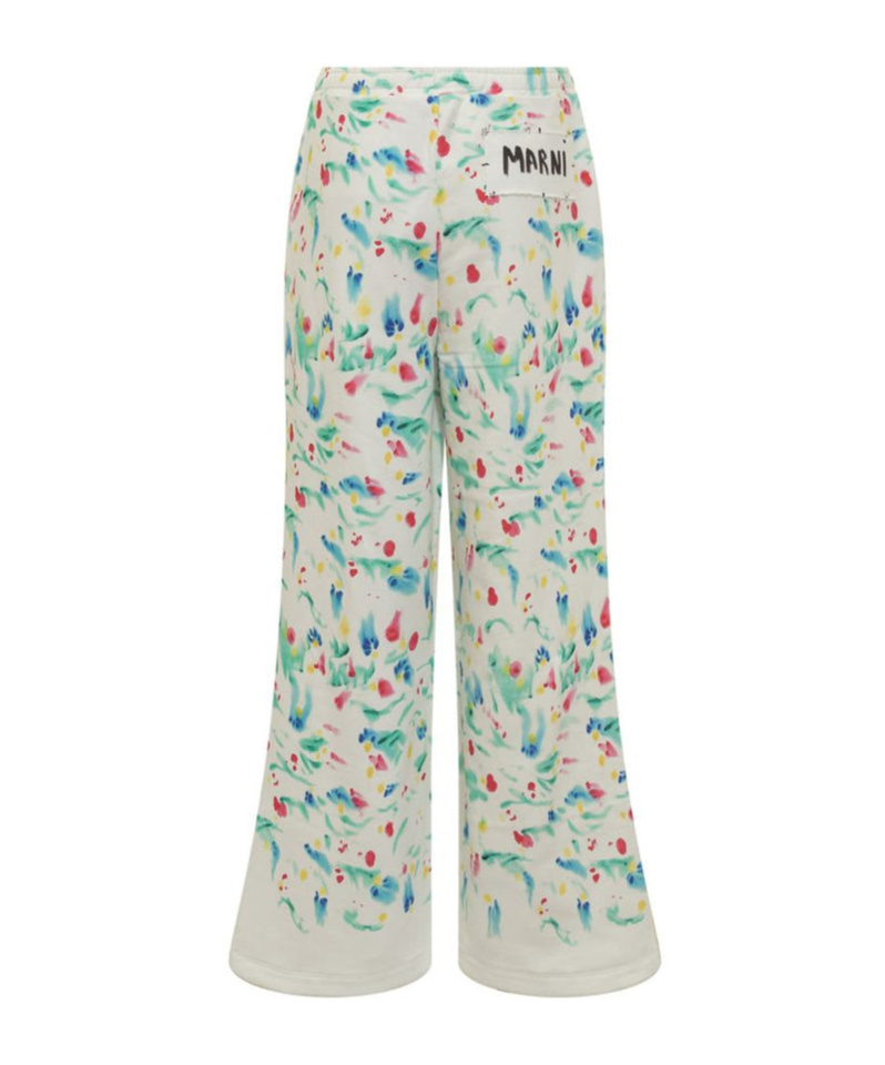 Marni Logo Patch Motif Printed Pants In Nude