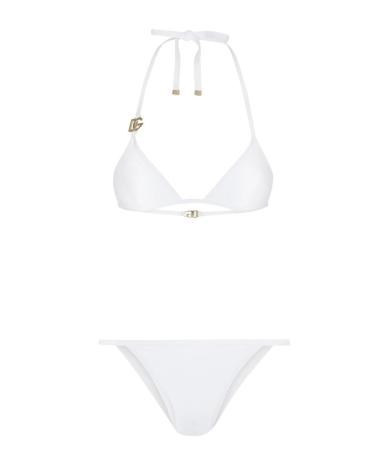 Dolce & Gabbana Logo-plaque Triangle-cup Bikini In White