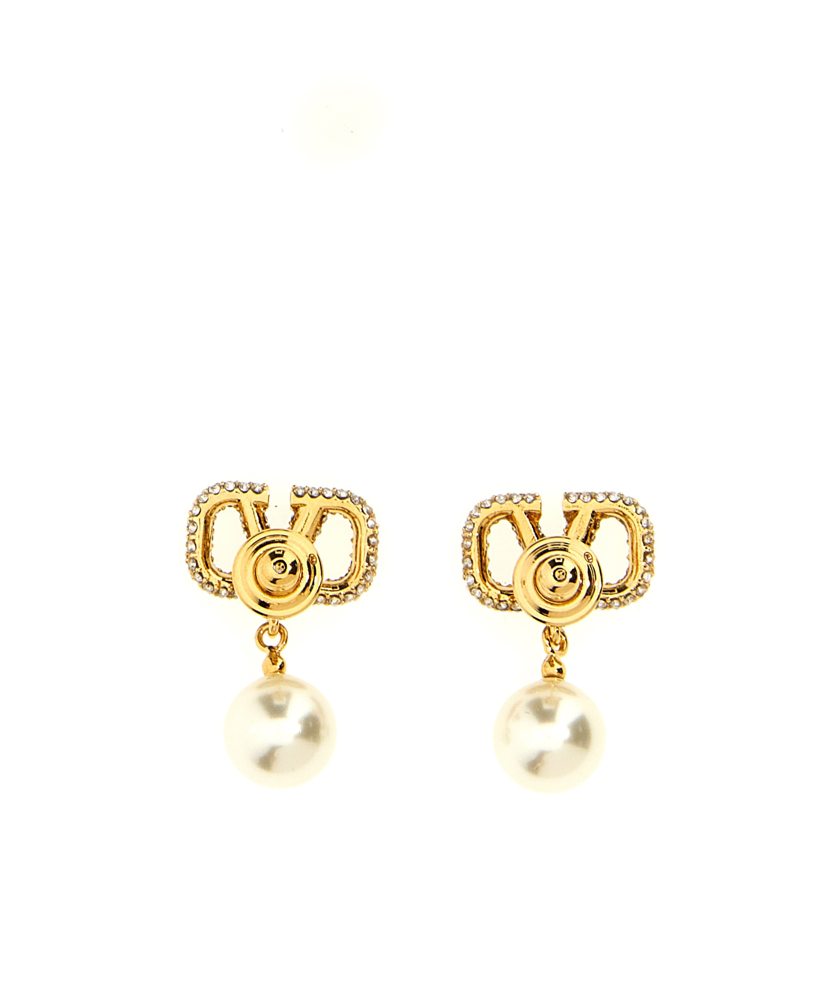 Valentino Vlogo Signature Drop Earrings In White