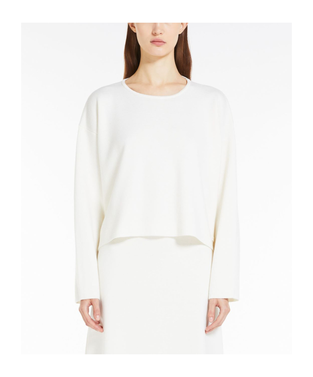 Max Mara Round Neck Woolen Sweater In White