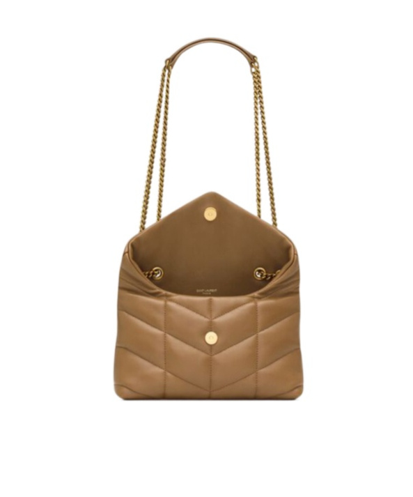 Saint Laurent Small Puffer Leather Shoulder Bag In Brown
