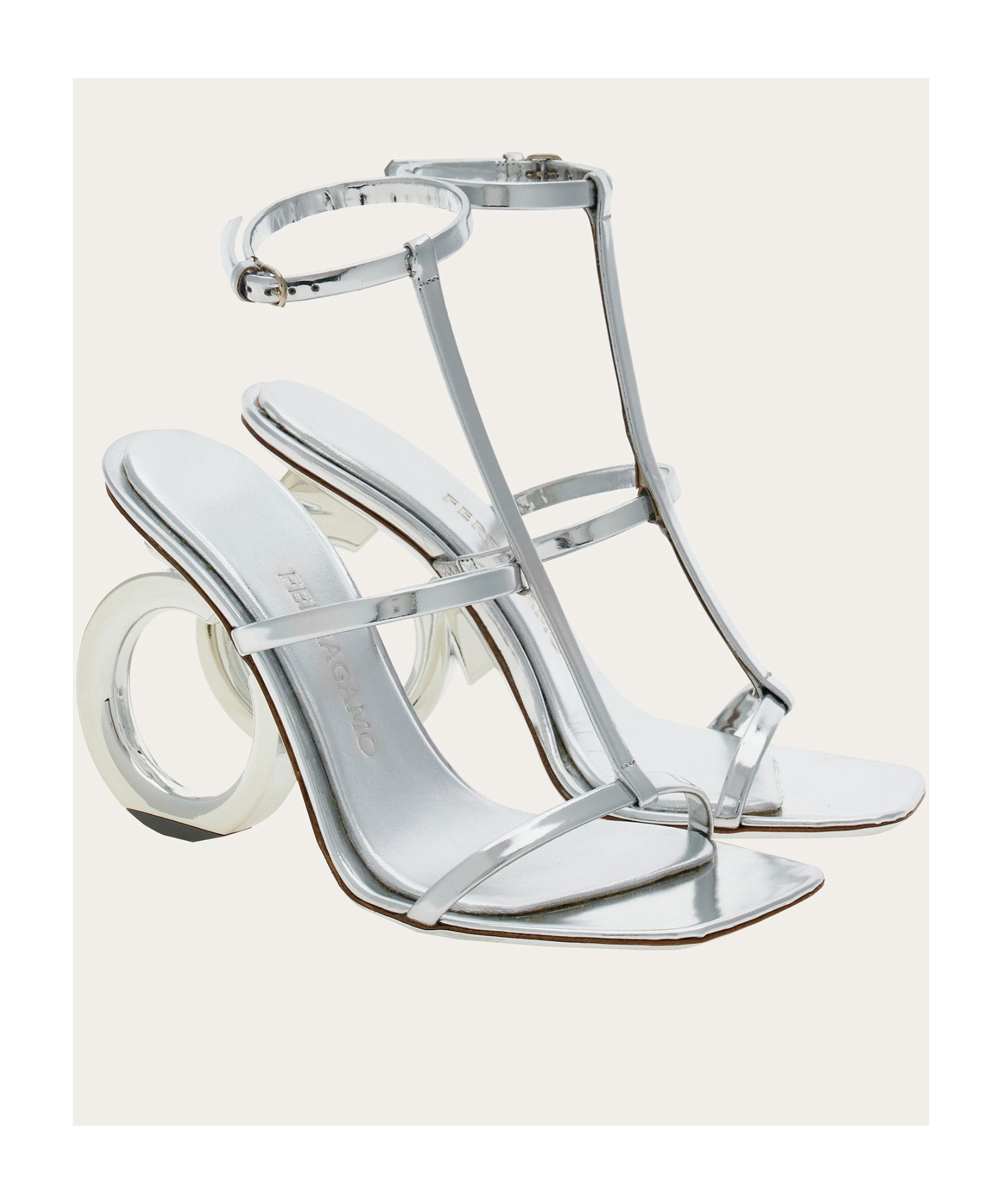Shop Ferragamo Salvatore Square Toe Heeled Sandals In White