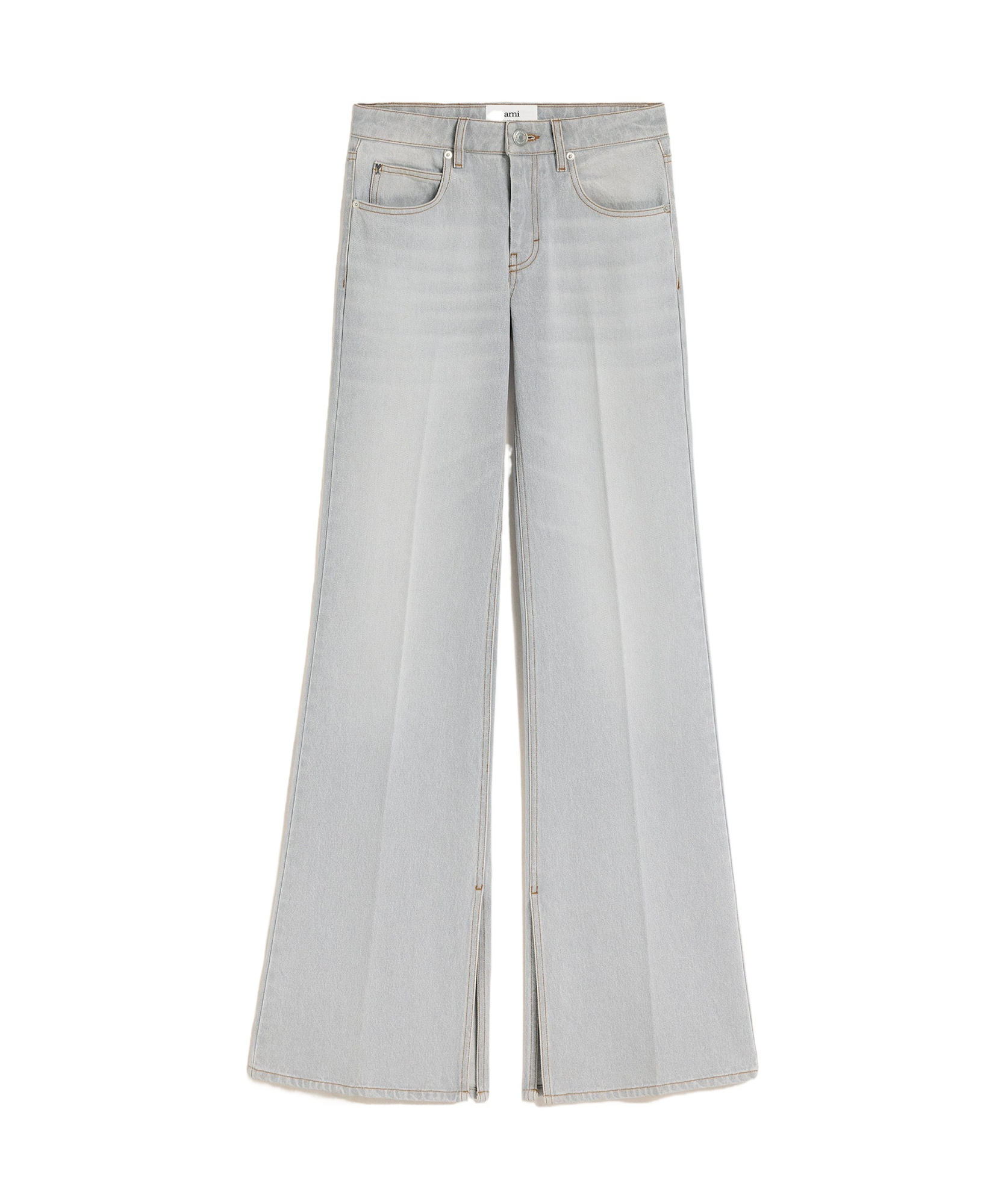 Ami Alexandre Mattiussi Ami Slitted Flared Jeans In Gray