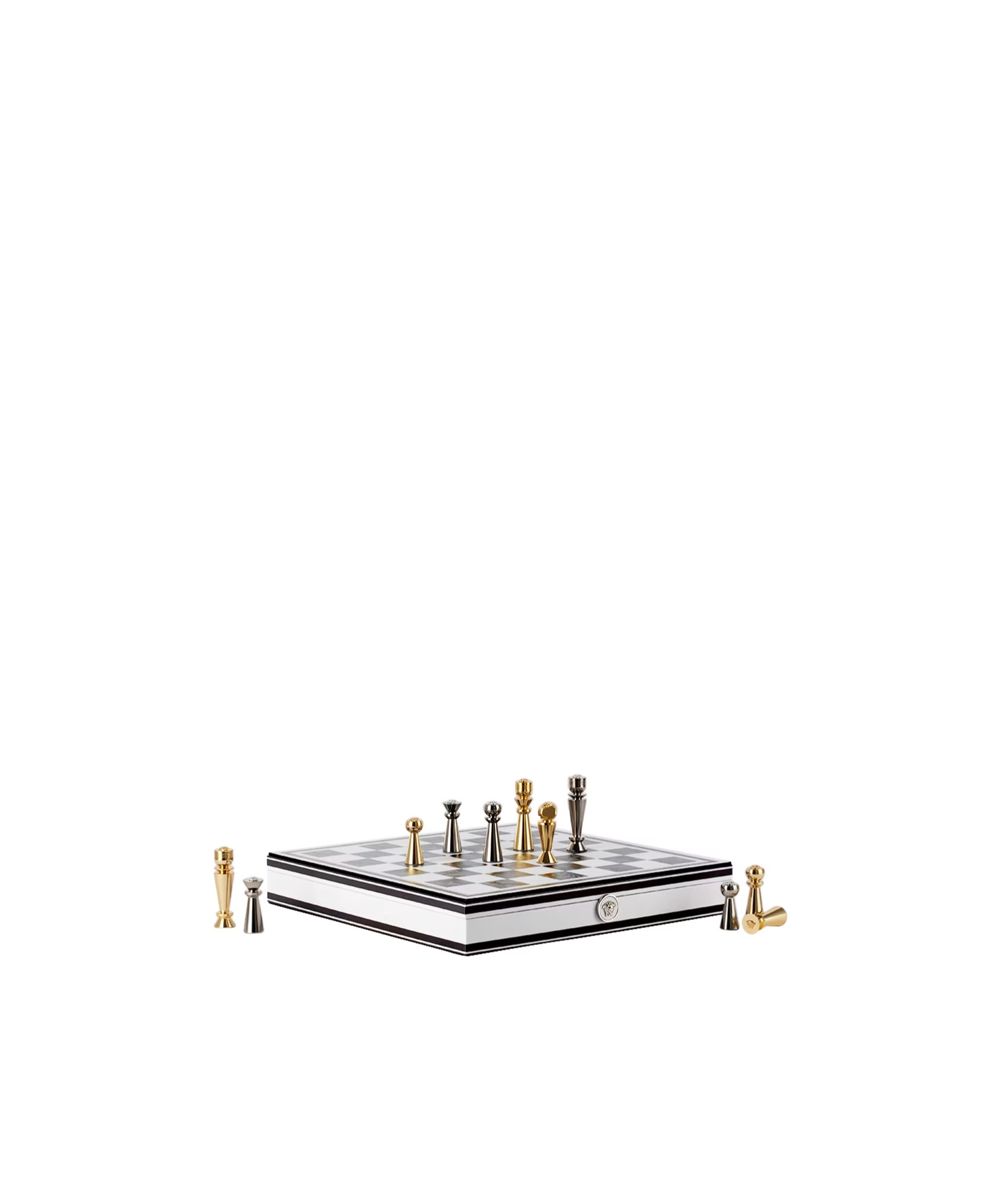 Versace Barocco-print Wood Chess Set (41cm X 41cm) In White
