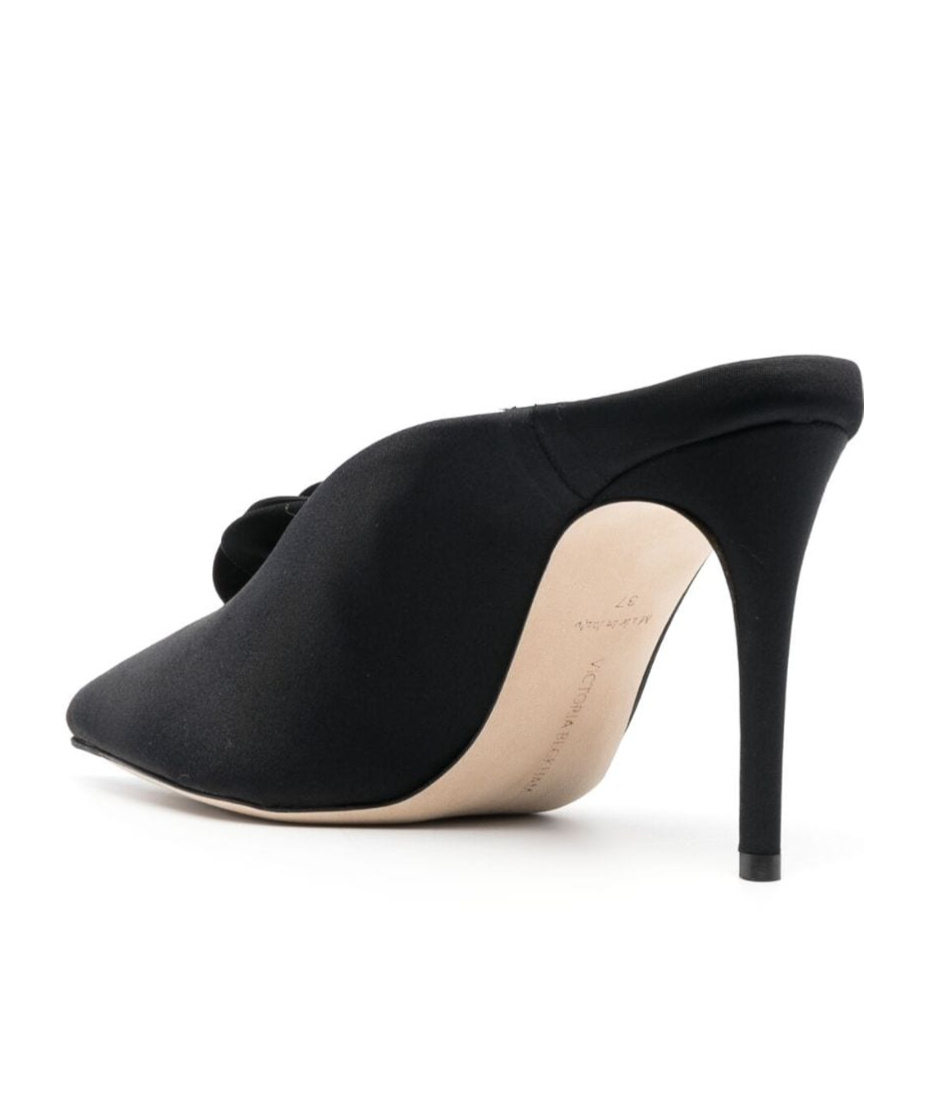 Victoria Beckham Floral-applique Satin Mules In Black