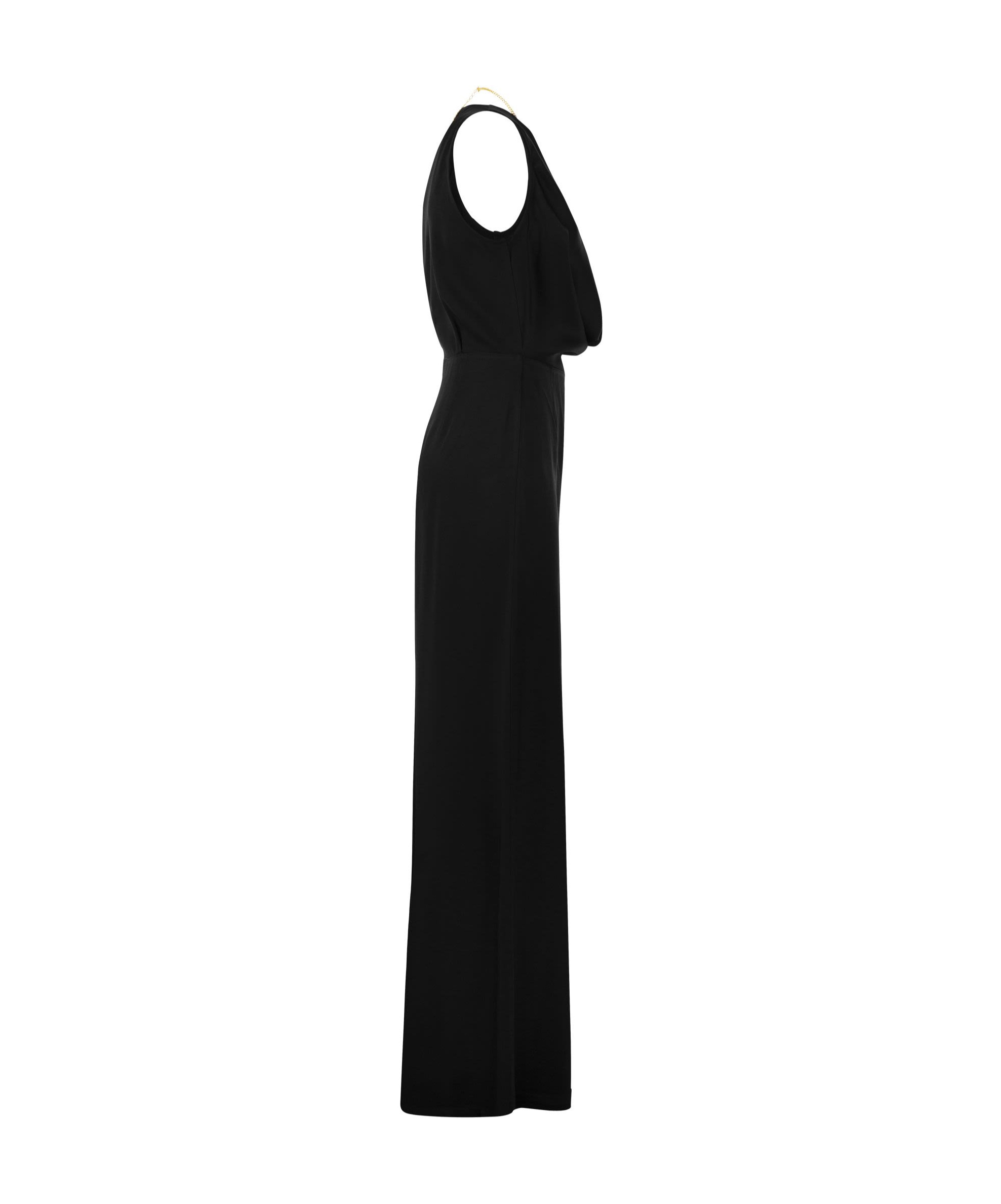 Elisabetta Franchi Cowl Neck Body-chain Jumpsuit In Black