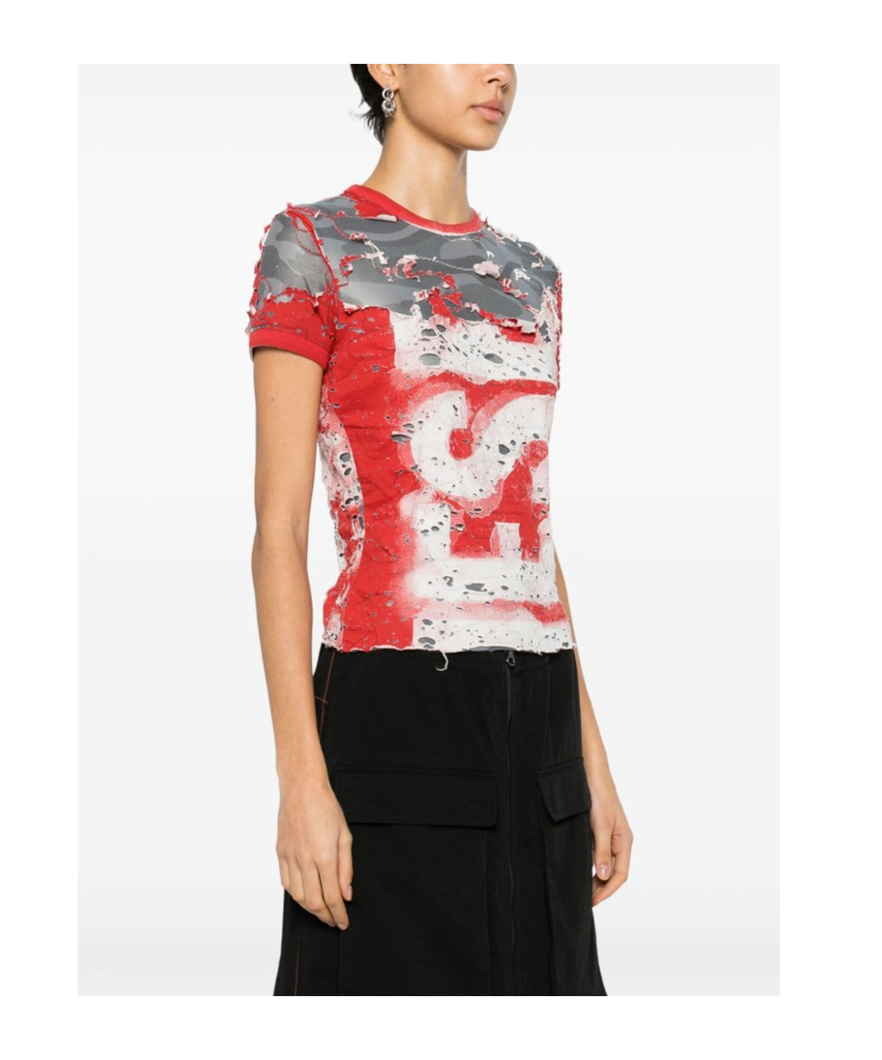 Diesel Distressed-effect T-shirt In Multicolor