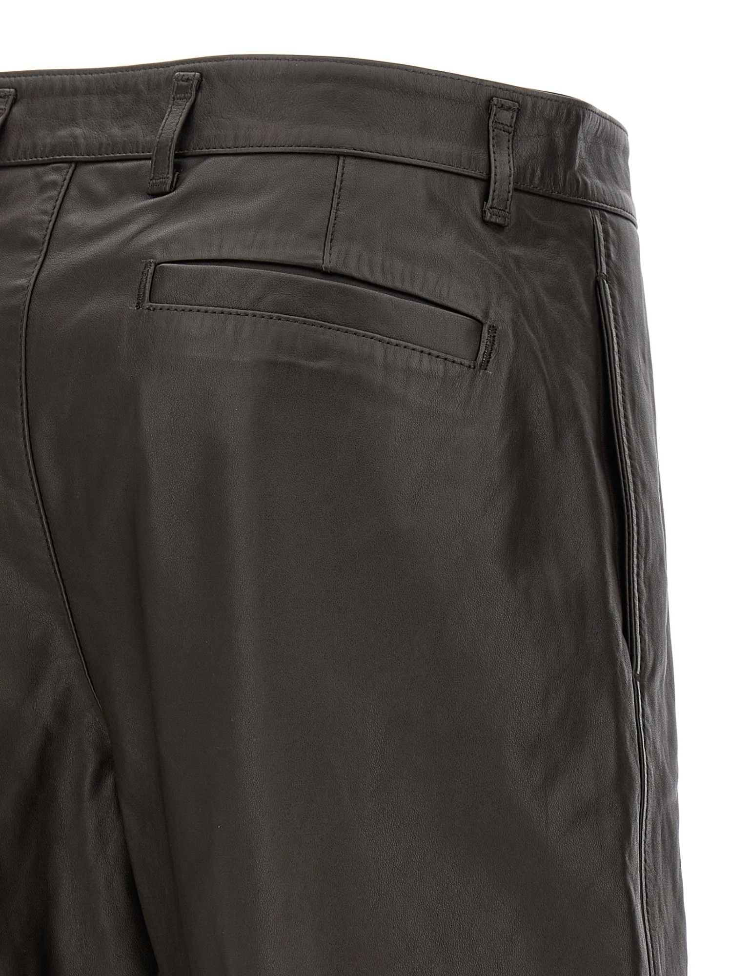 Lemaire Brown Leather Bermuda Shorts In Green