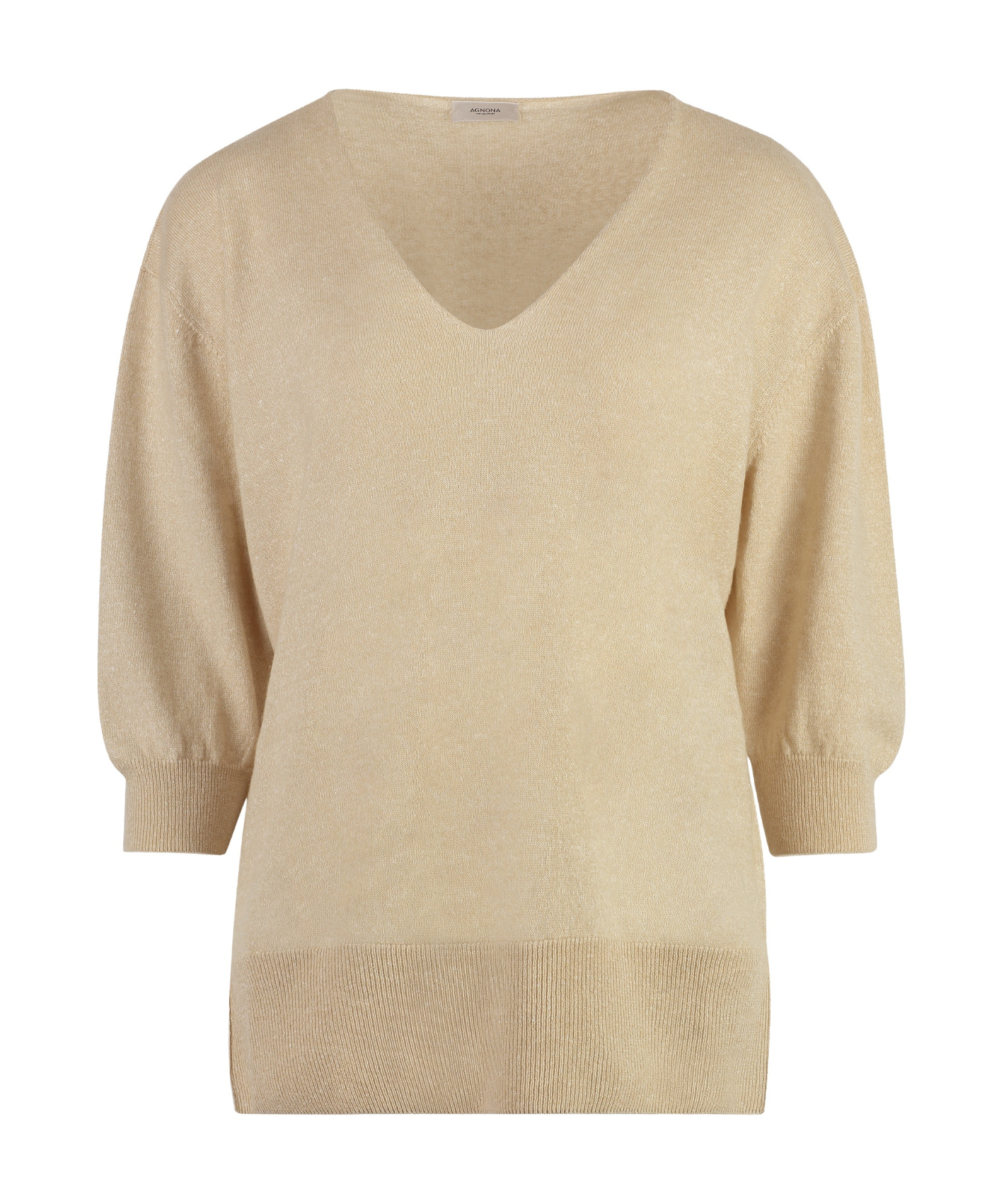 Agnona Cashmere And Linen Sweater In Nude