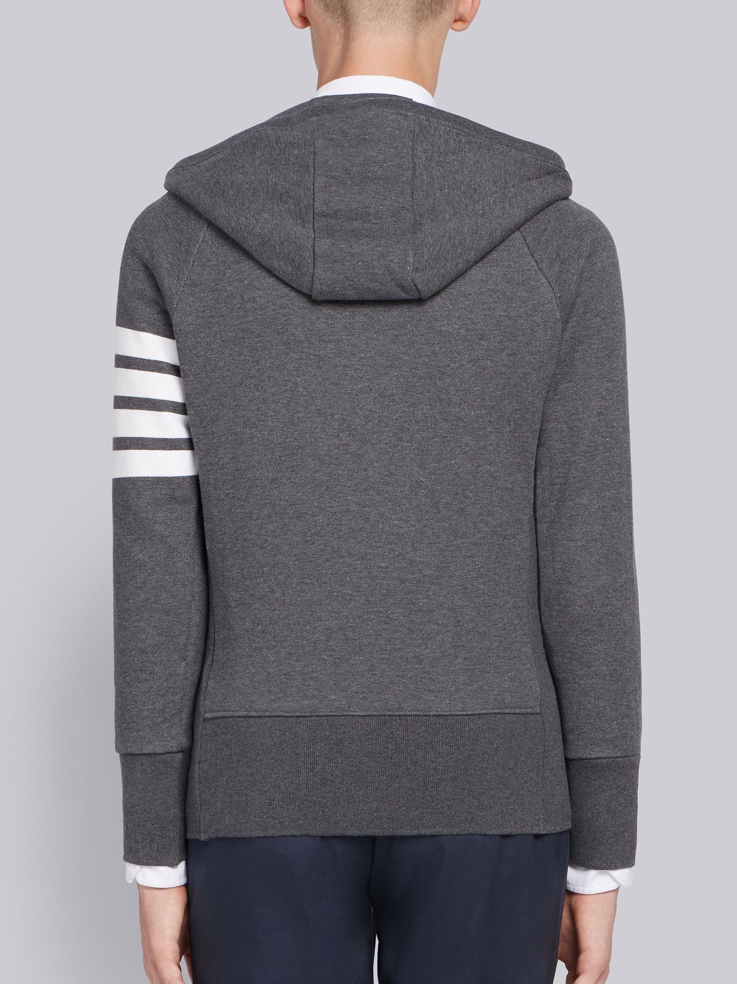 Shop Thom Browne Engineered 4-bar Zip-up Jersey Hoodie In Gray