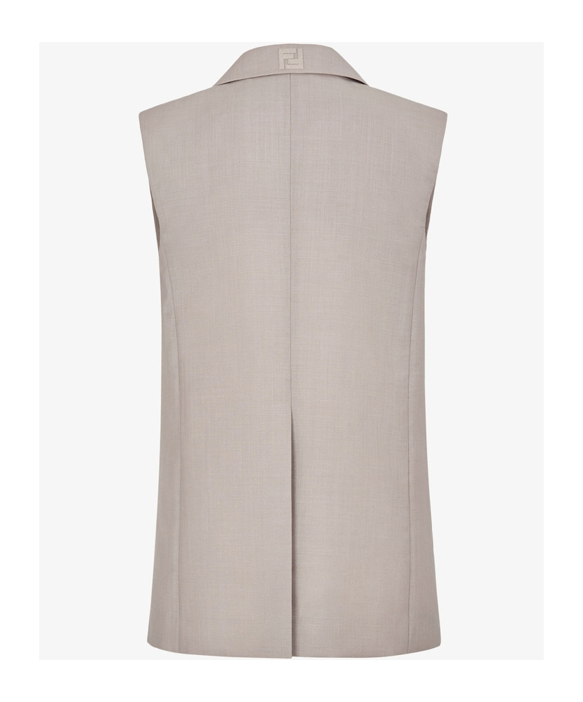 Shop Fendi Embroidered-logo Mohair-wool Waistcoat In Nude