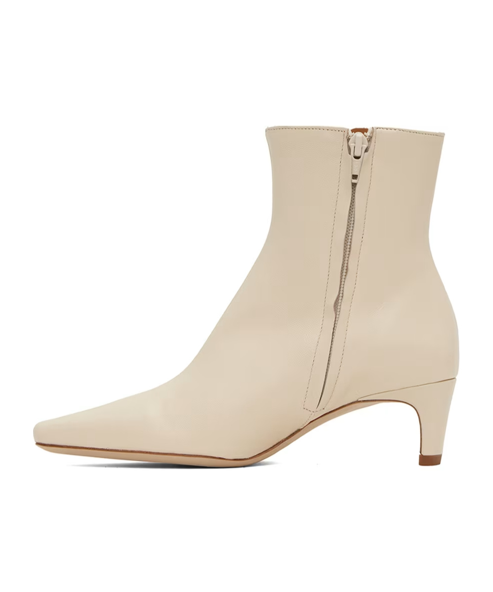 Staud High-heeled Pointy Boots In Nude