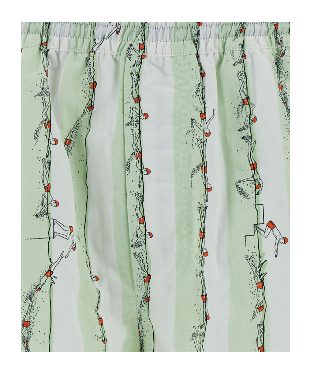 Bottega Veneta Hand Drawn Print Swimming Shorts In Green