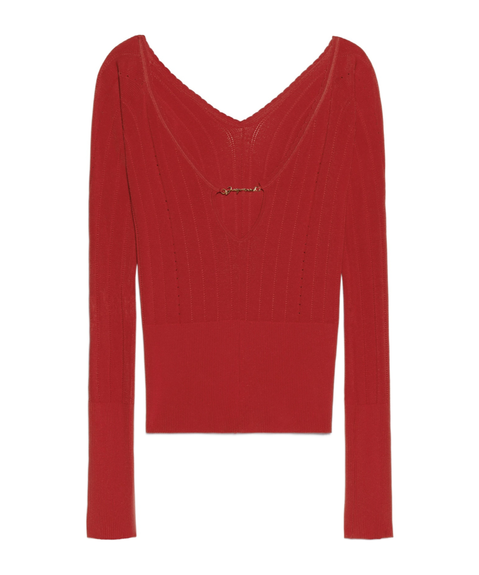Jacquemus Long Sleeve Scalloped Top In Red