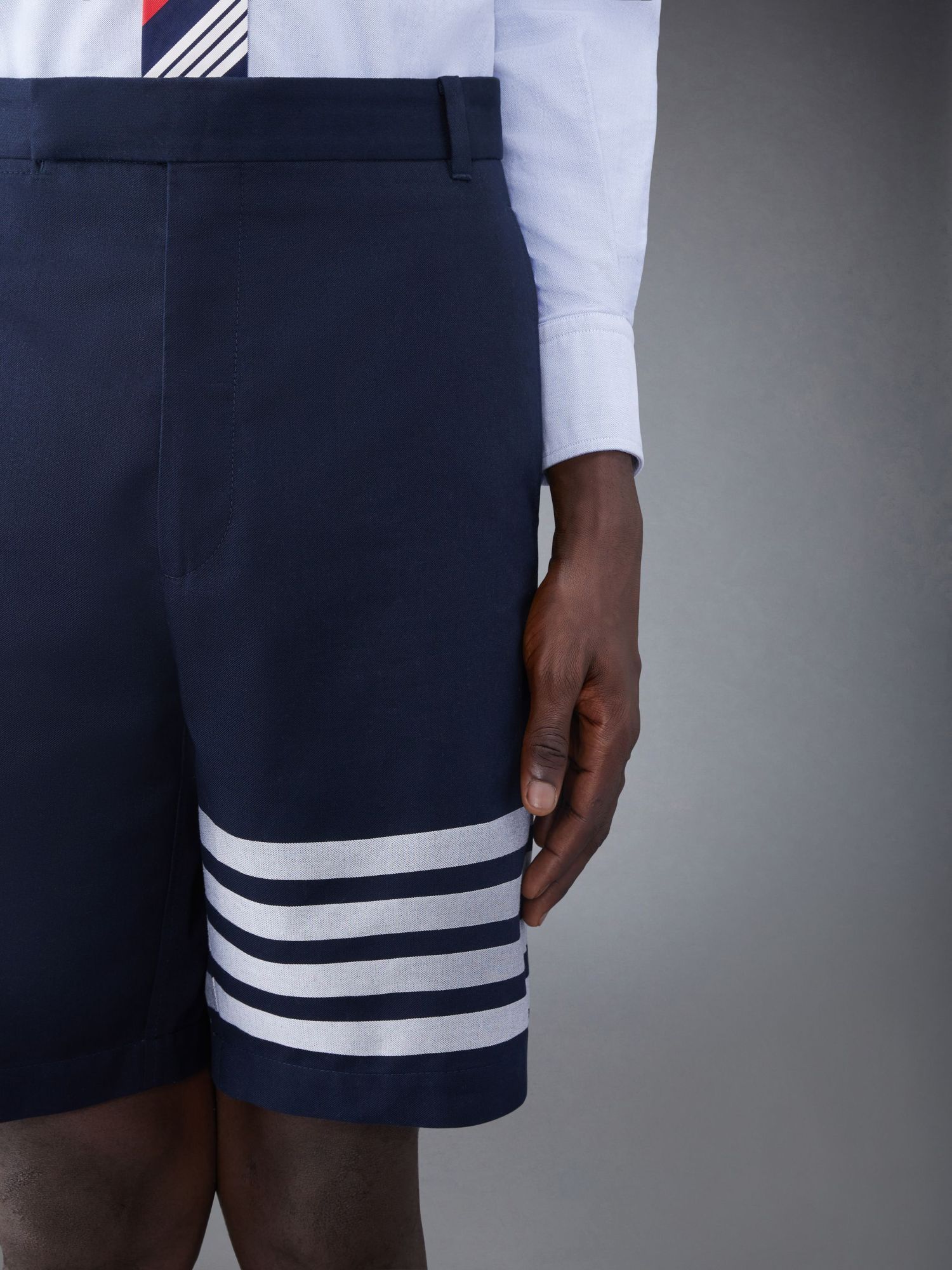 Thom Browne 4 Bar-stripe Cotton Shorts In Black