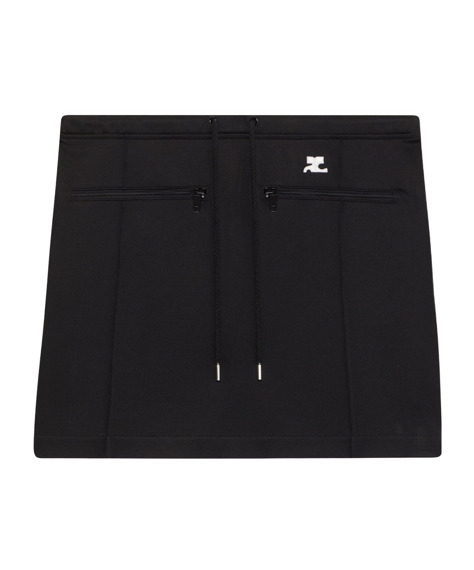 Courrèges Logo-patch Drawstring-waist Miniskirt In Black