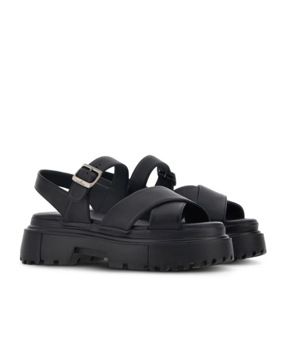 Hogan Leather Sandal With Midsole Sandals In Black