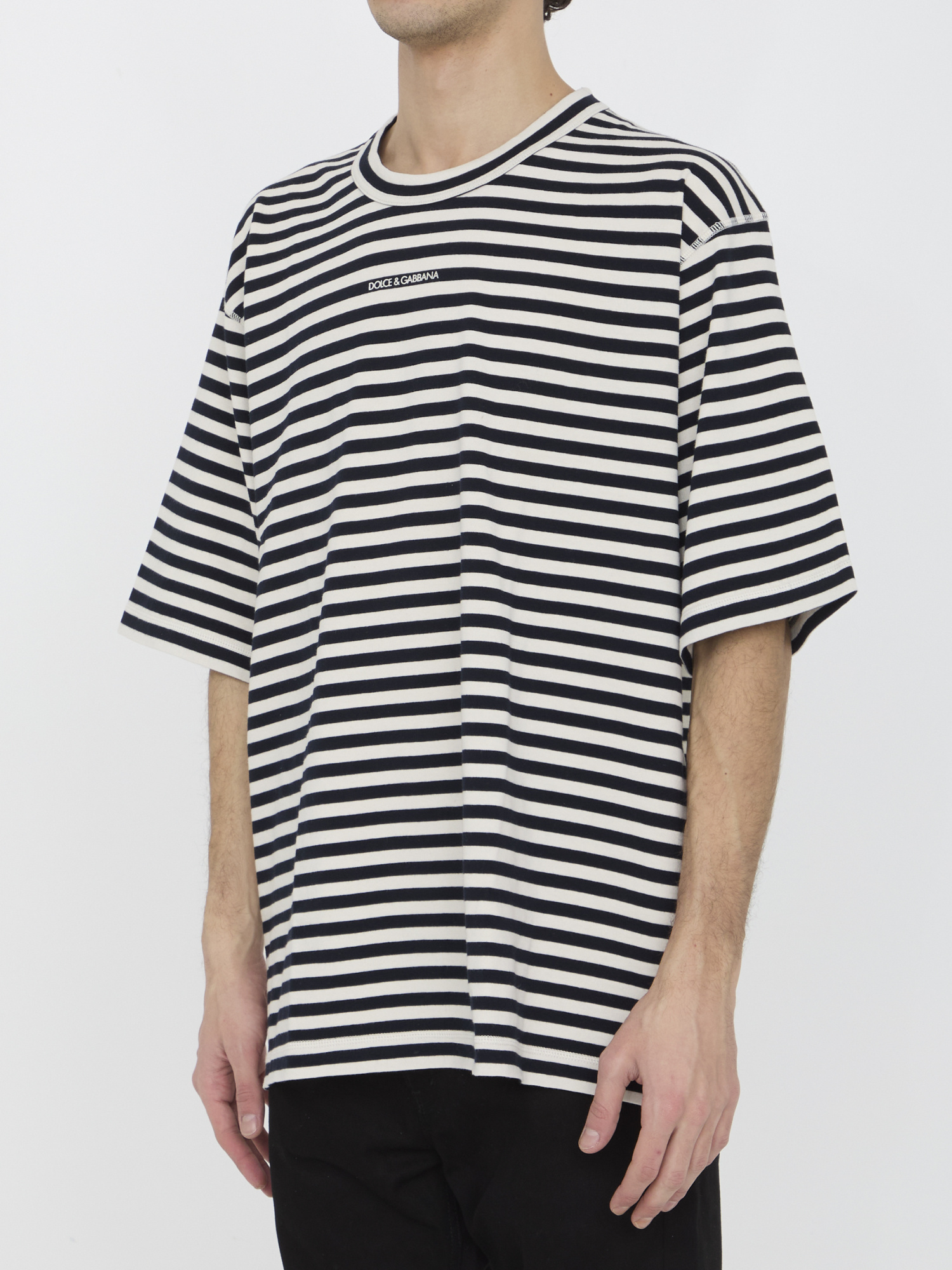 Dolce & Gabbana Striped Short-sleeved T-shirt In Black