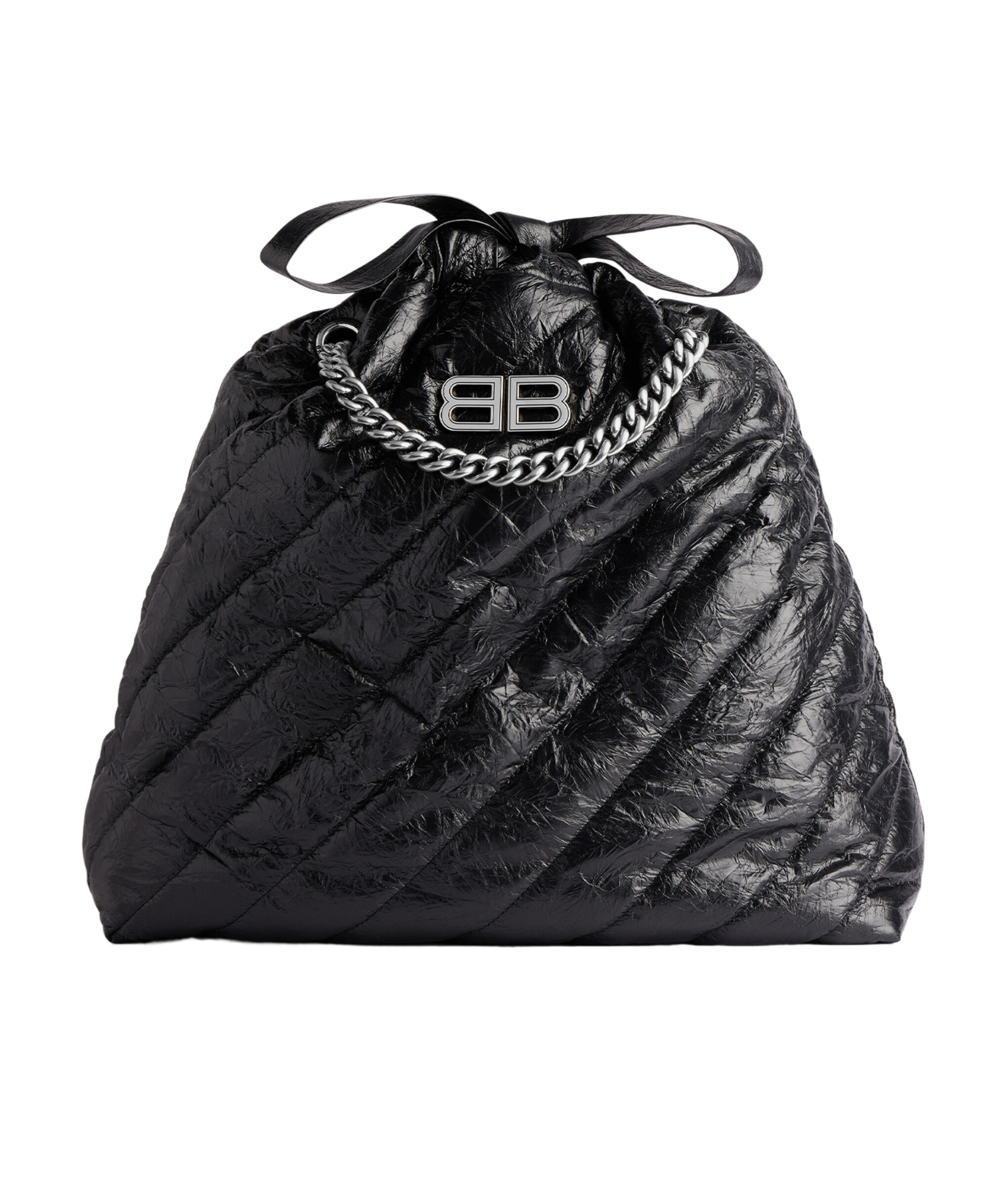 Balenciaga Women's Crush Small Tote Bag Quilted In Black In Black