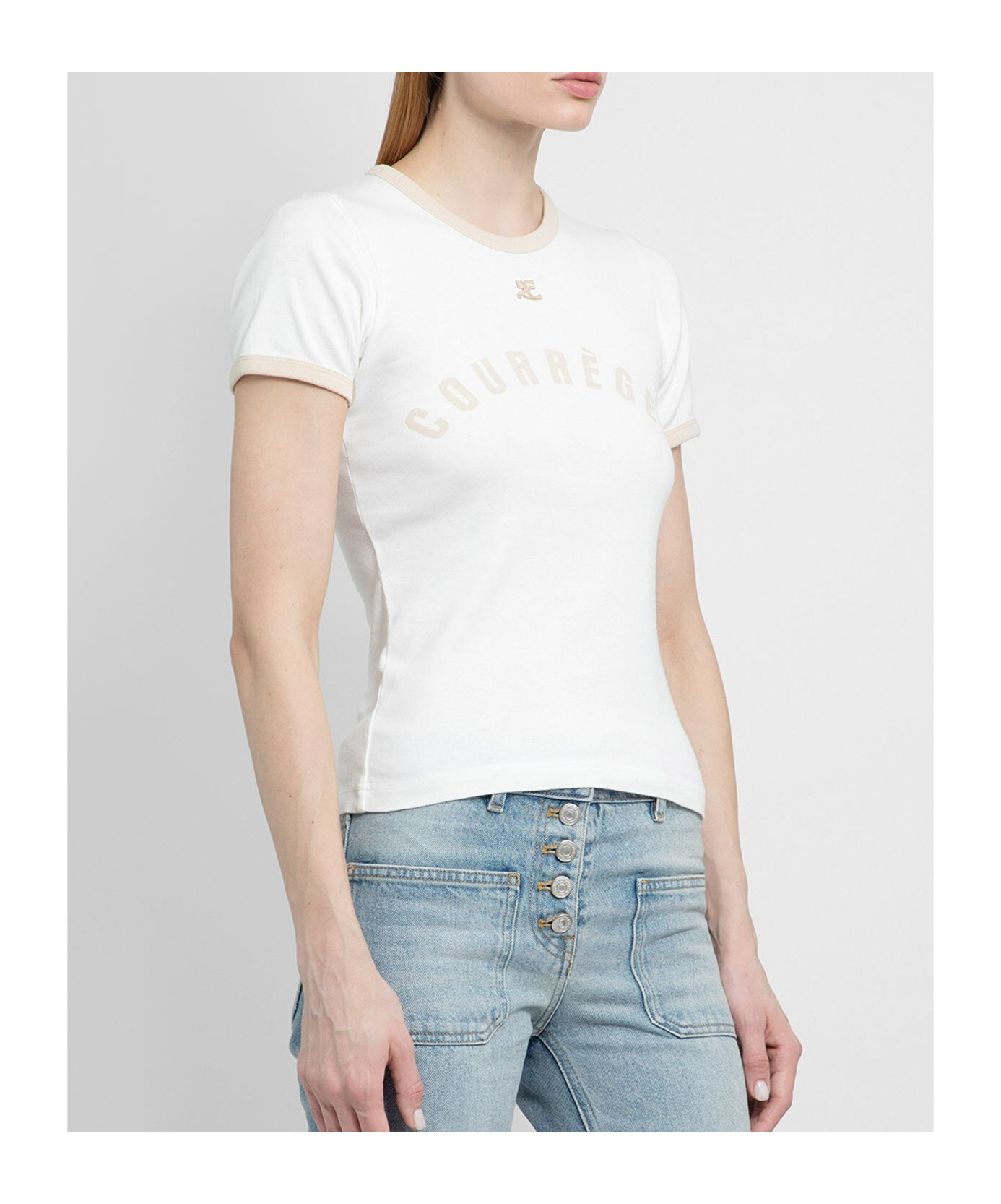 Courrèges Short-sleeved Printed T-shirt In White