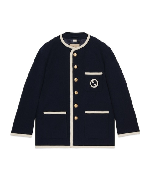Gucci Chlorophyll Formula-embroidered Tweed Jacket In Blue