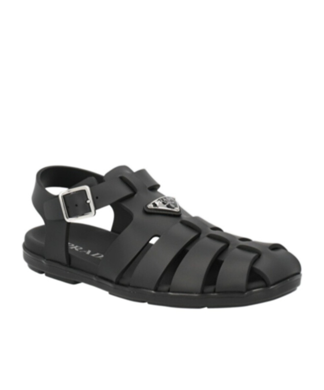 Shop Prada Rubber Fisherman Sandals In Black