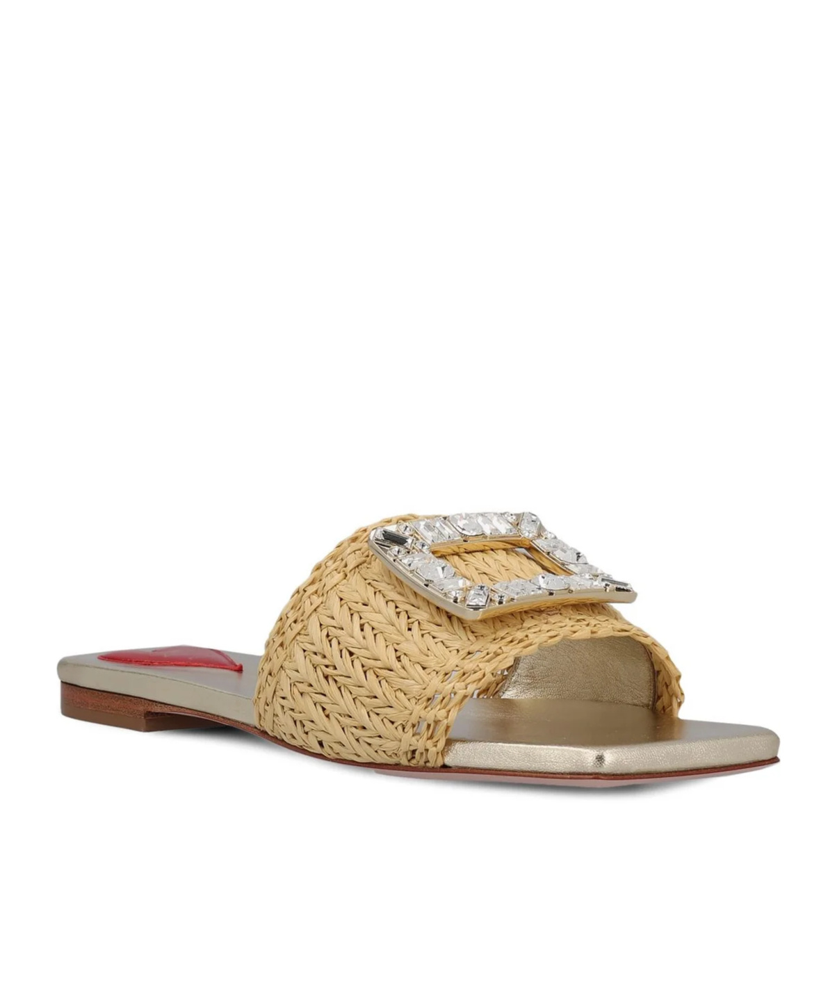 ROGER VIVIER STRASS BUCKLE MULES IN RAFFIA