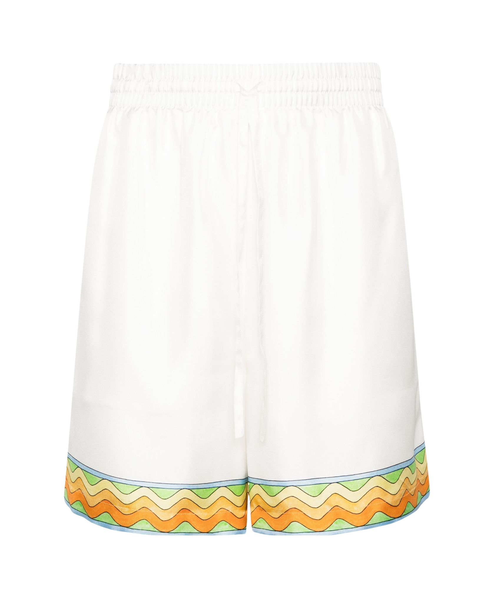 Casablanca Drawstring Silk Shorts In White