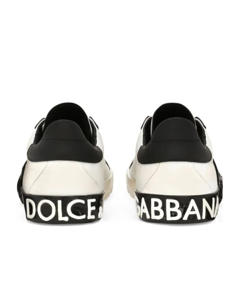 Dolce & Gabbana Portofino Leather Sneakers In White