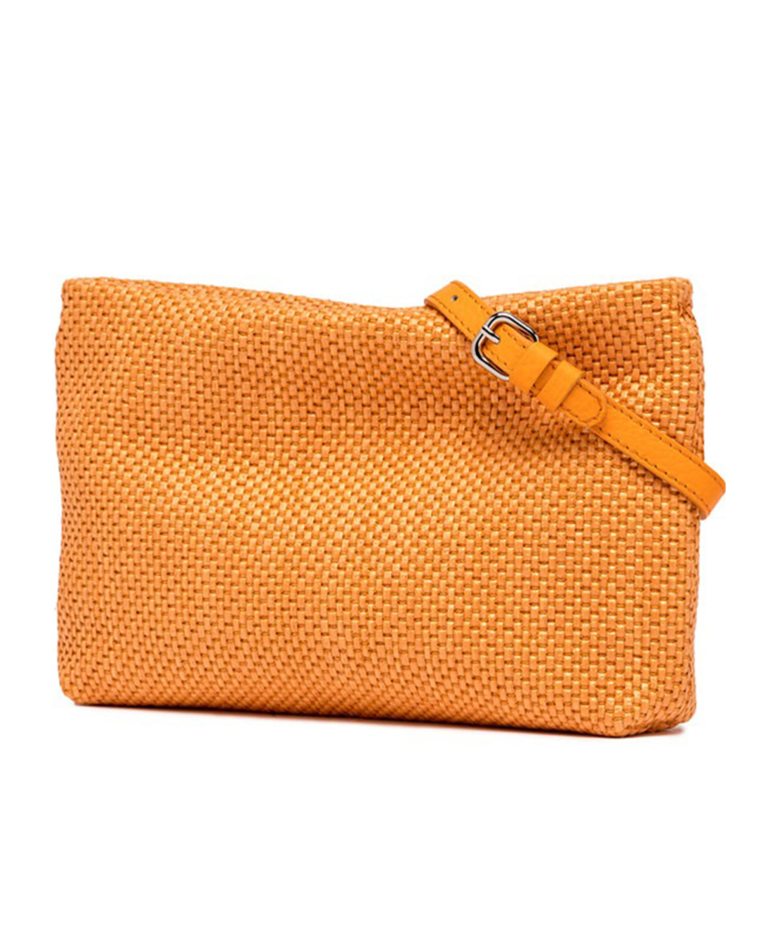 Gianni Chiarini Orange Woven Straw Clutch Bag In Orange